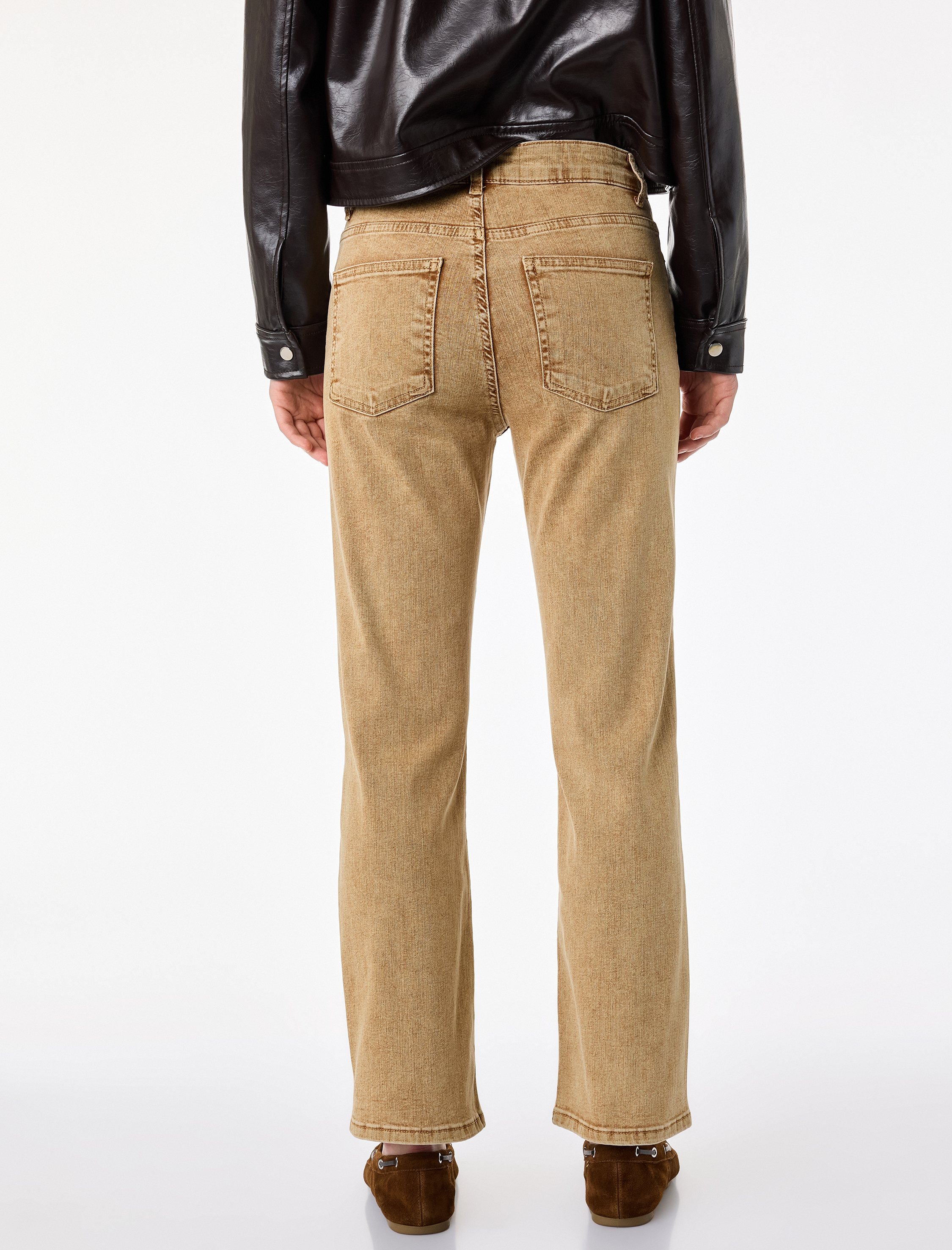   Pamuklu Normal Bel Dar Kalıp Yıkamalı İspanyol Paça Denim Pantolon - Flare Jeans