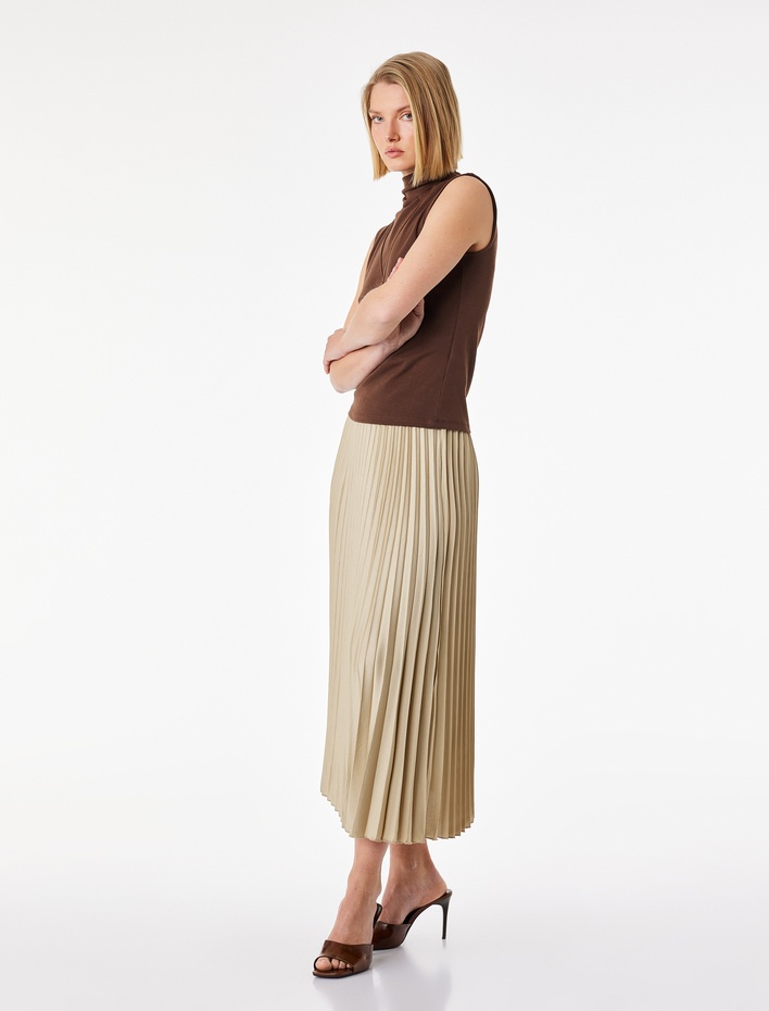  Normal Bel Midi Pileli Saten Etek
