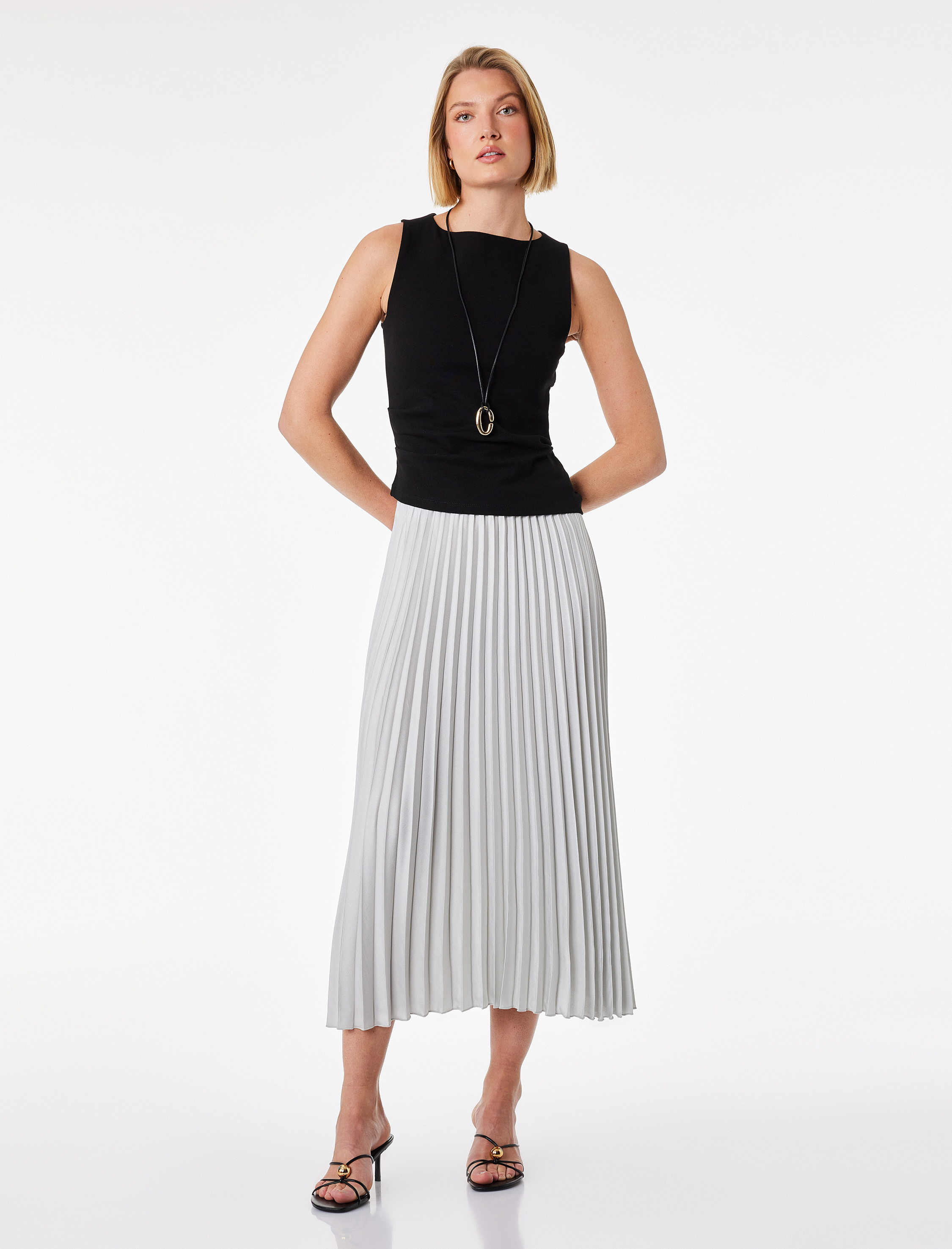   Normal Bel Midi Pileli Saten Etek