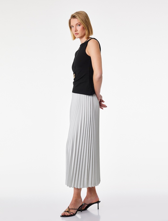  Normal Bel Midi Pileli Saten Etek