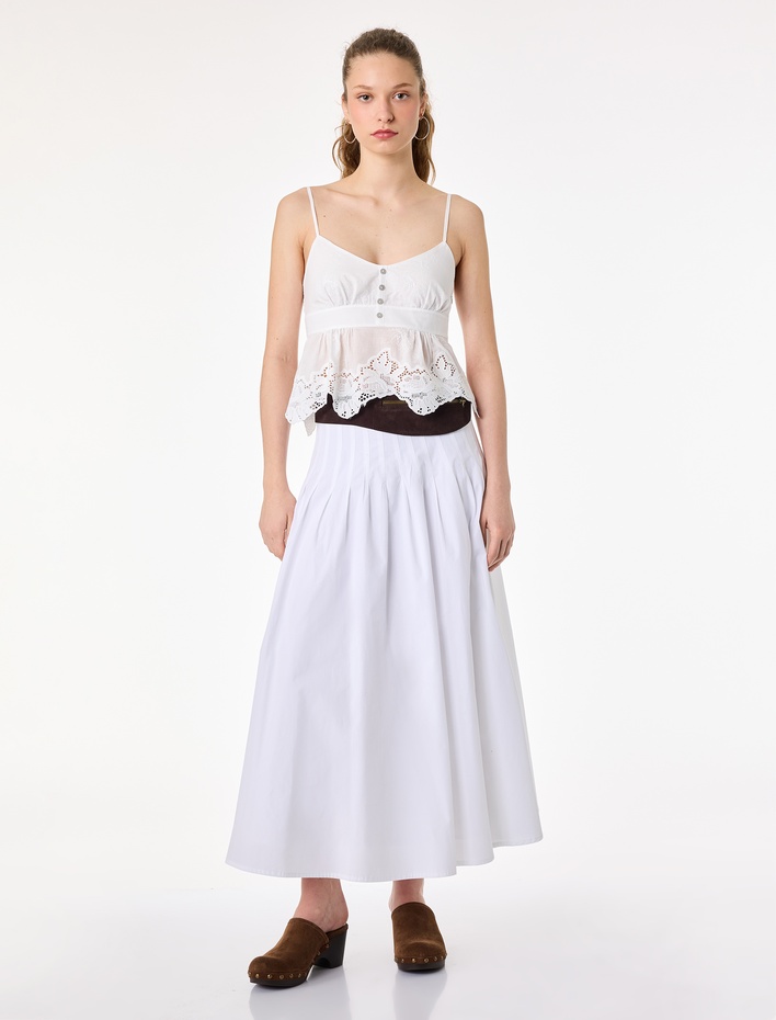  Pamuklu İp Askılı V Yaka Düğmeli Fisto Bluz