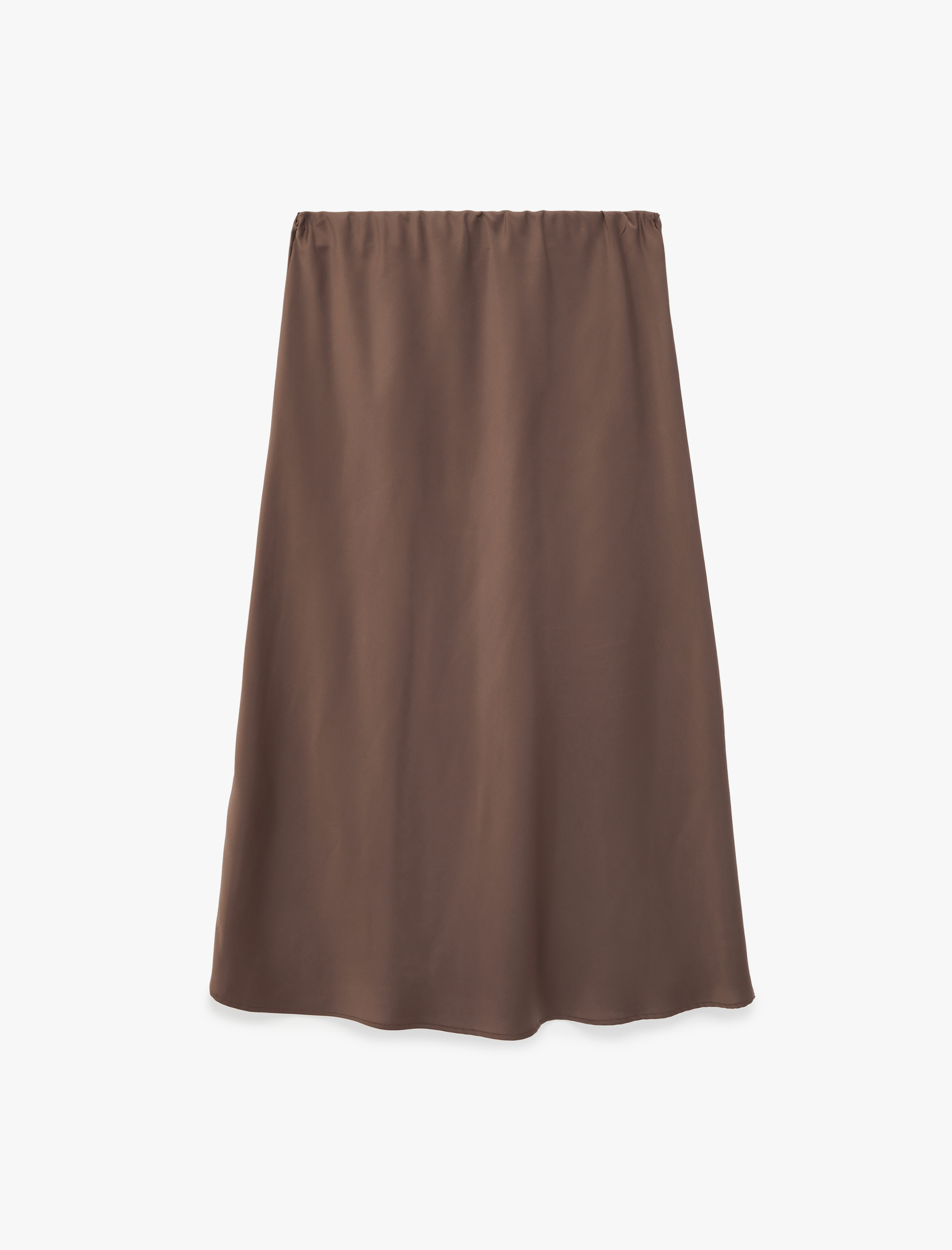   Asimetrik Kesim Dantel Detaylı Midi Kloş Saten Etek