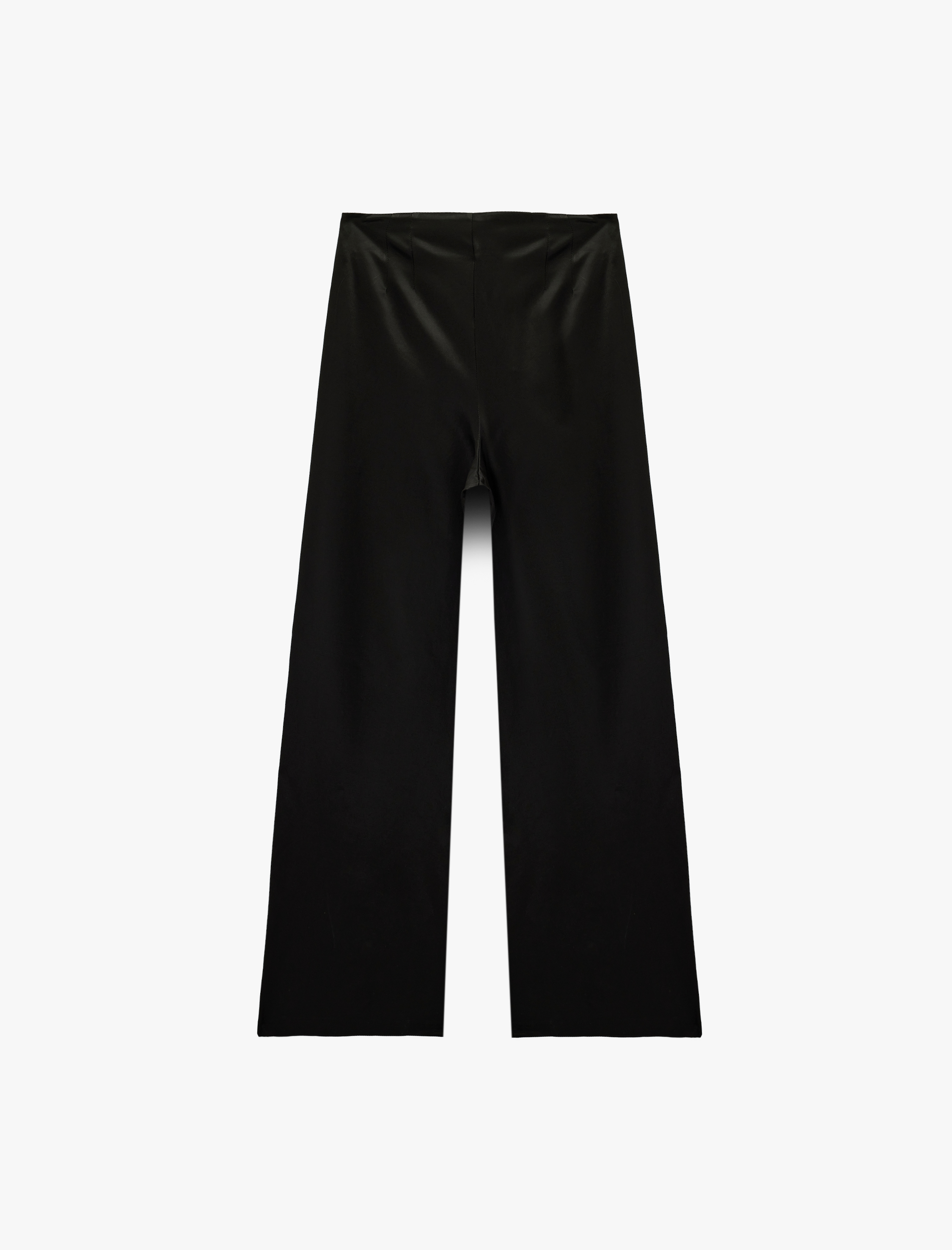   Slim Fit Yüksek Bel Geniş Paça Saten Pantolon