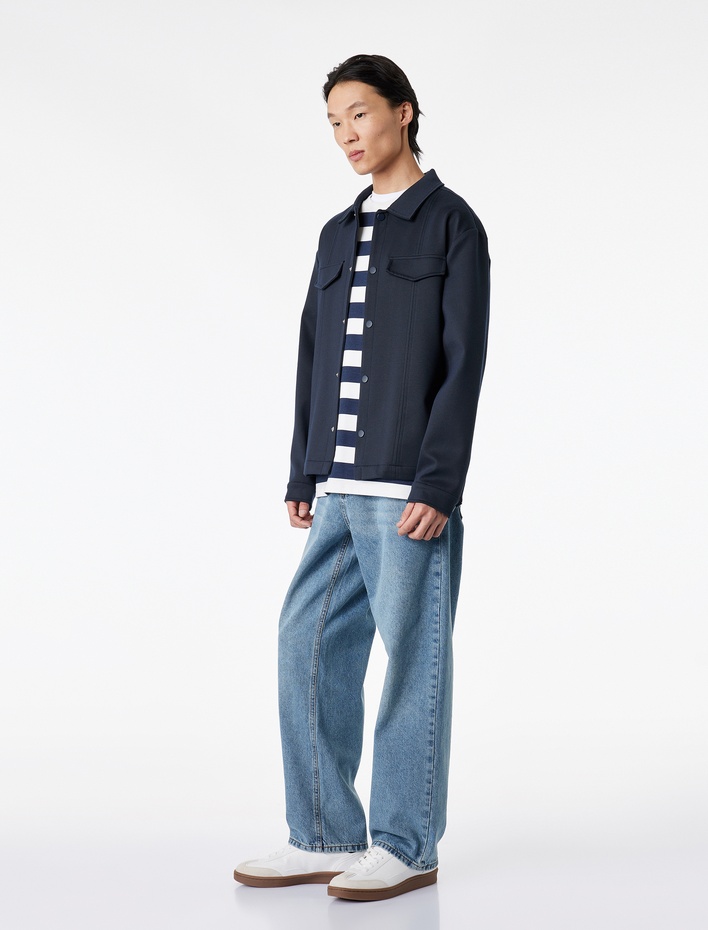  Pamuklu Bol Normal Bel Baggy Jean Pantolon