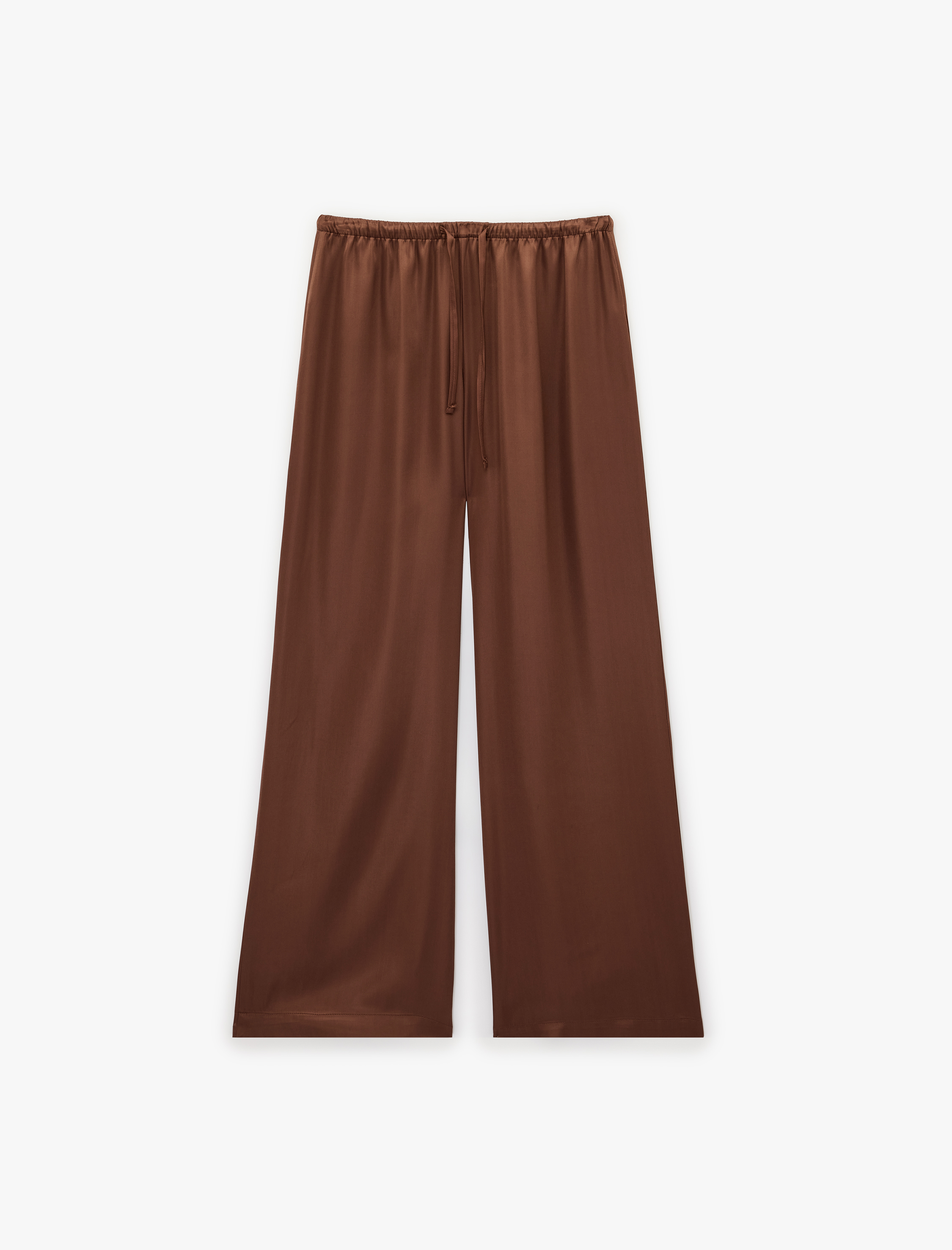   Beli Bağlamalı Geniş Paça Saten Pantolon