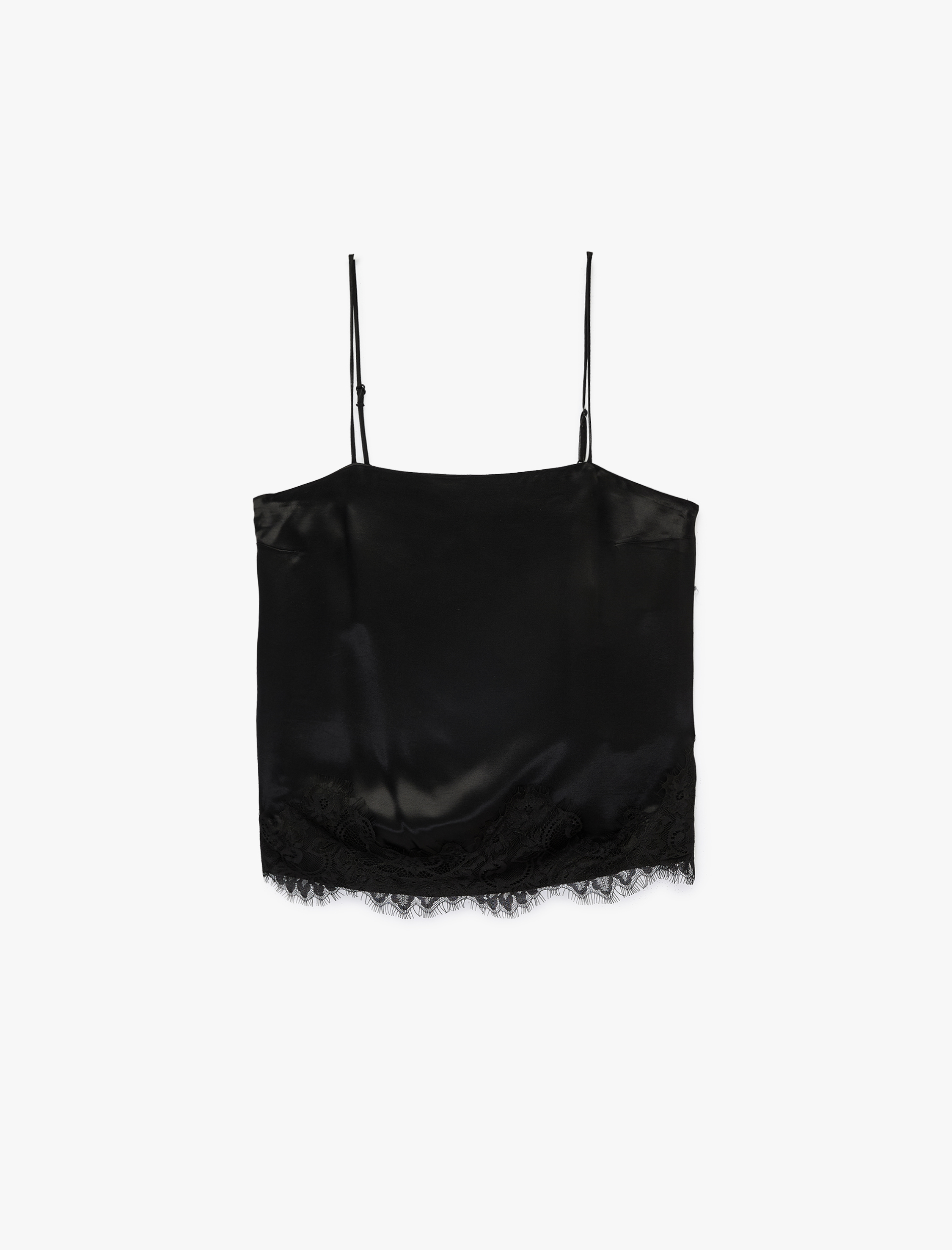   Dantel Detaylı İnce Askılı Saten Bluz