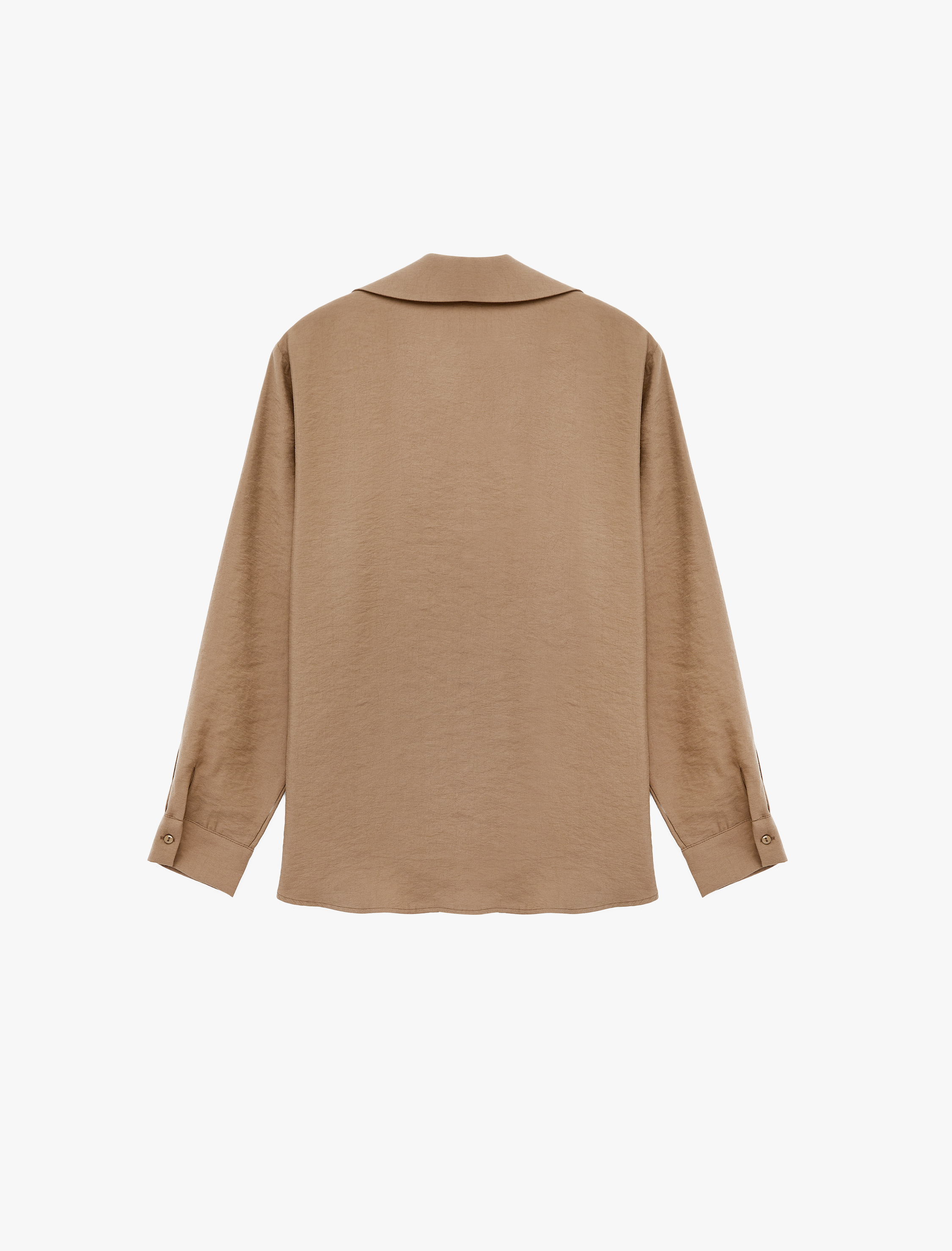   Modal Kumaş Uzun Kollu Düğmeli Oversize Gömlek