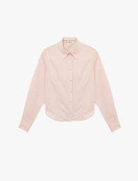 Slim Fit Uzun Kollu Klasik Yaka Sırtı Bağcık Detaylı Düğmeli Poplin Gömlek