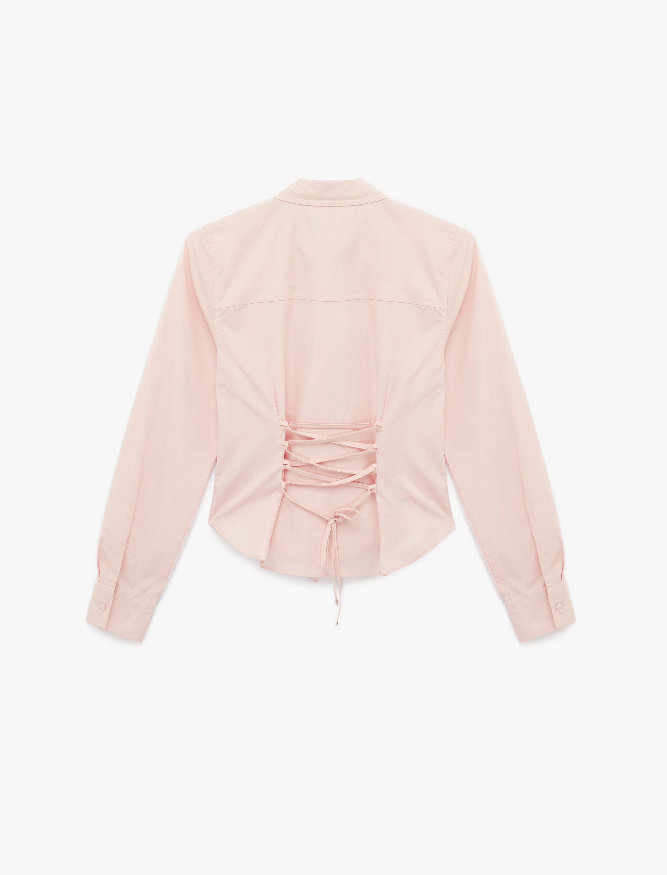   Slim Fit Uzun Kollu Klasik Yaka Sırtı Bağcık Detaylı Düğmeli Poplin Gömlek