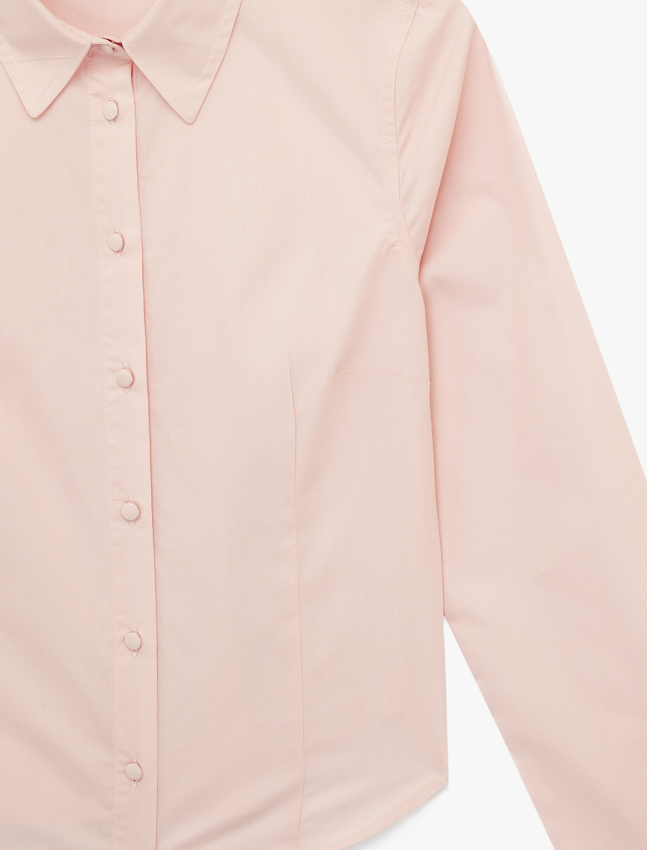   Slim Fit Uzun Kollu Klasik Yaka Sırtı Bağcık Detaylı Düğmeli Poplin Gömlek