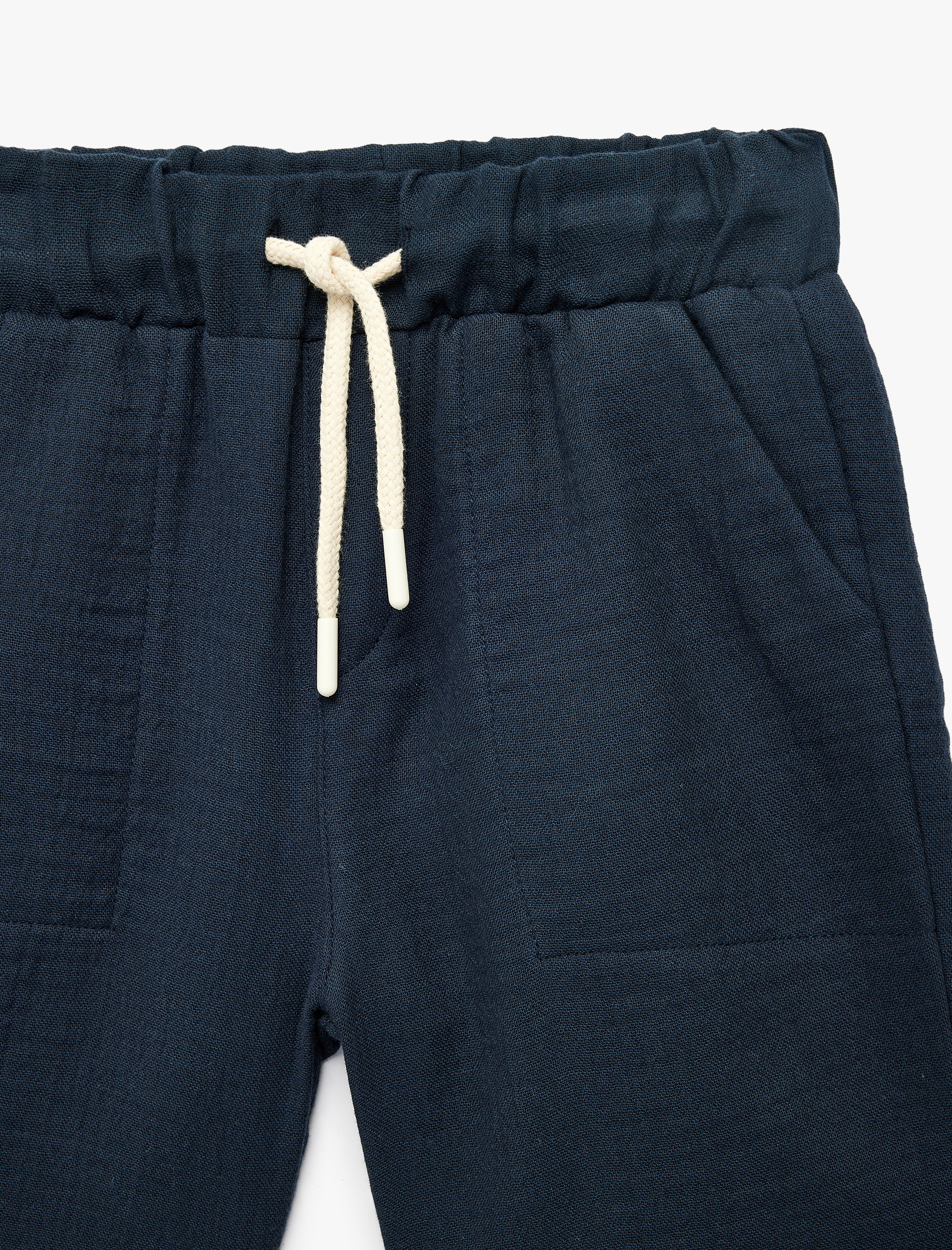  Erkek Çocuk Beli Bağcıklı Cep Detaylı Pamuklu Şort