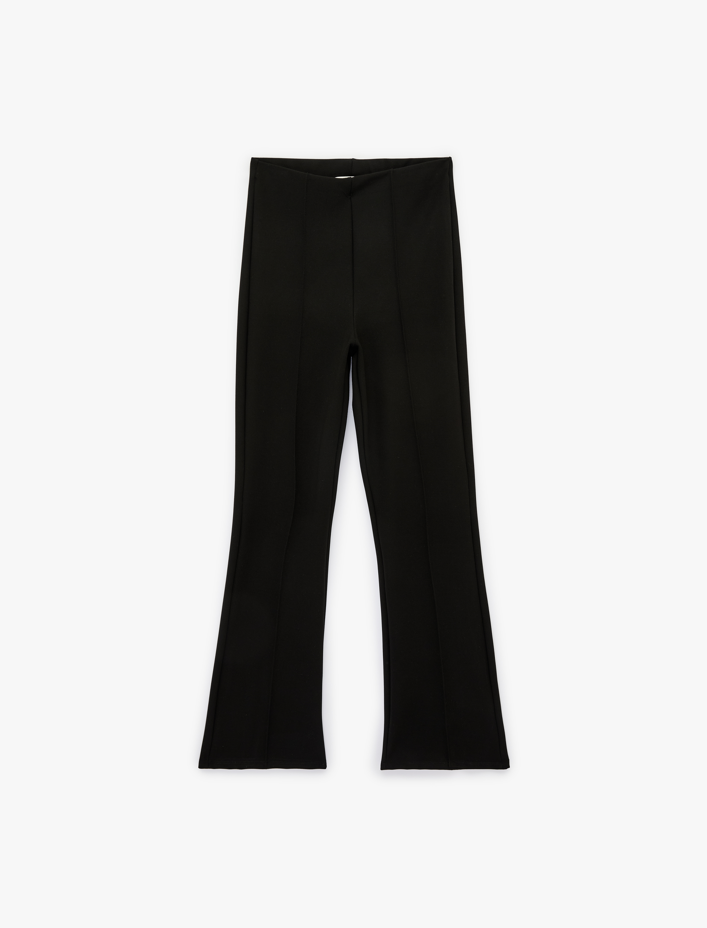   Dar Kesim Nervür Detaylı İspanyol Paça Kumaş Pantolon