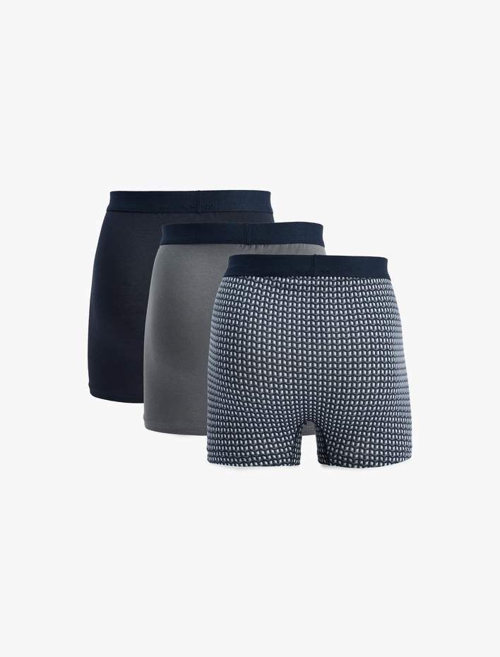  Pamuklu Desenli 3'lü Boxer Seti