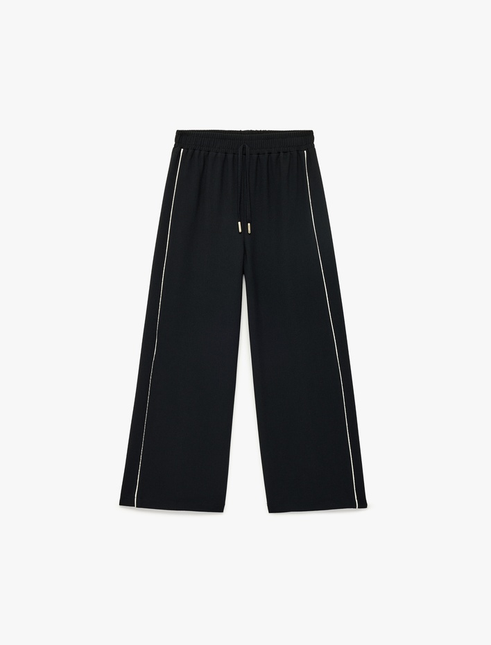 Kız Çocuk Beli Lastikli Viskon Karışımlı Geniş Paça Pantolon