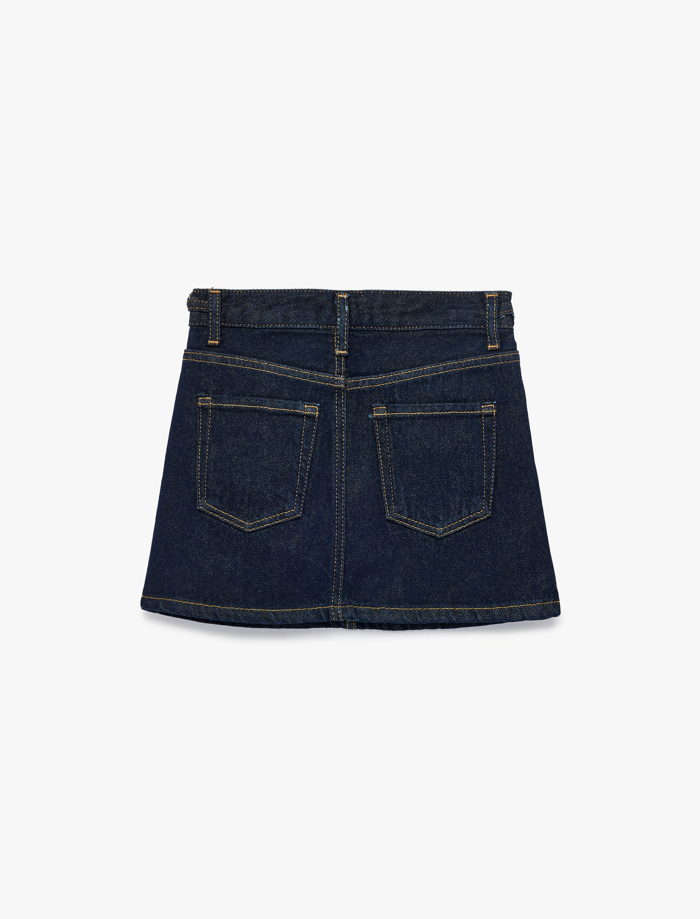  Kız Çocuk Pamuklu Zincir Detaylı A Kesim Cepli Jean Etek