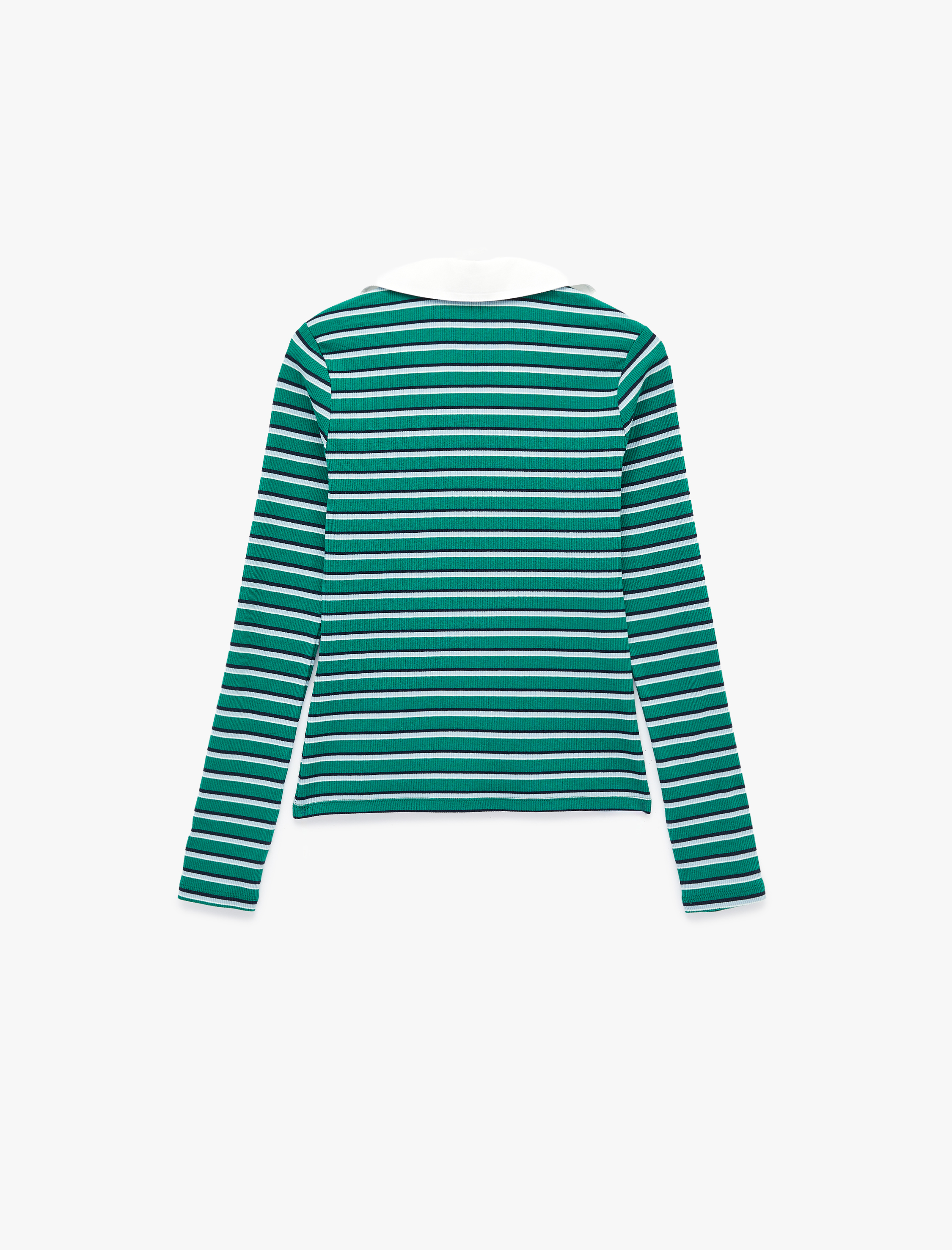   Pamuklu Slim Fit Uzun Kollu Polo Yaka Çizgili Tişört