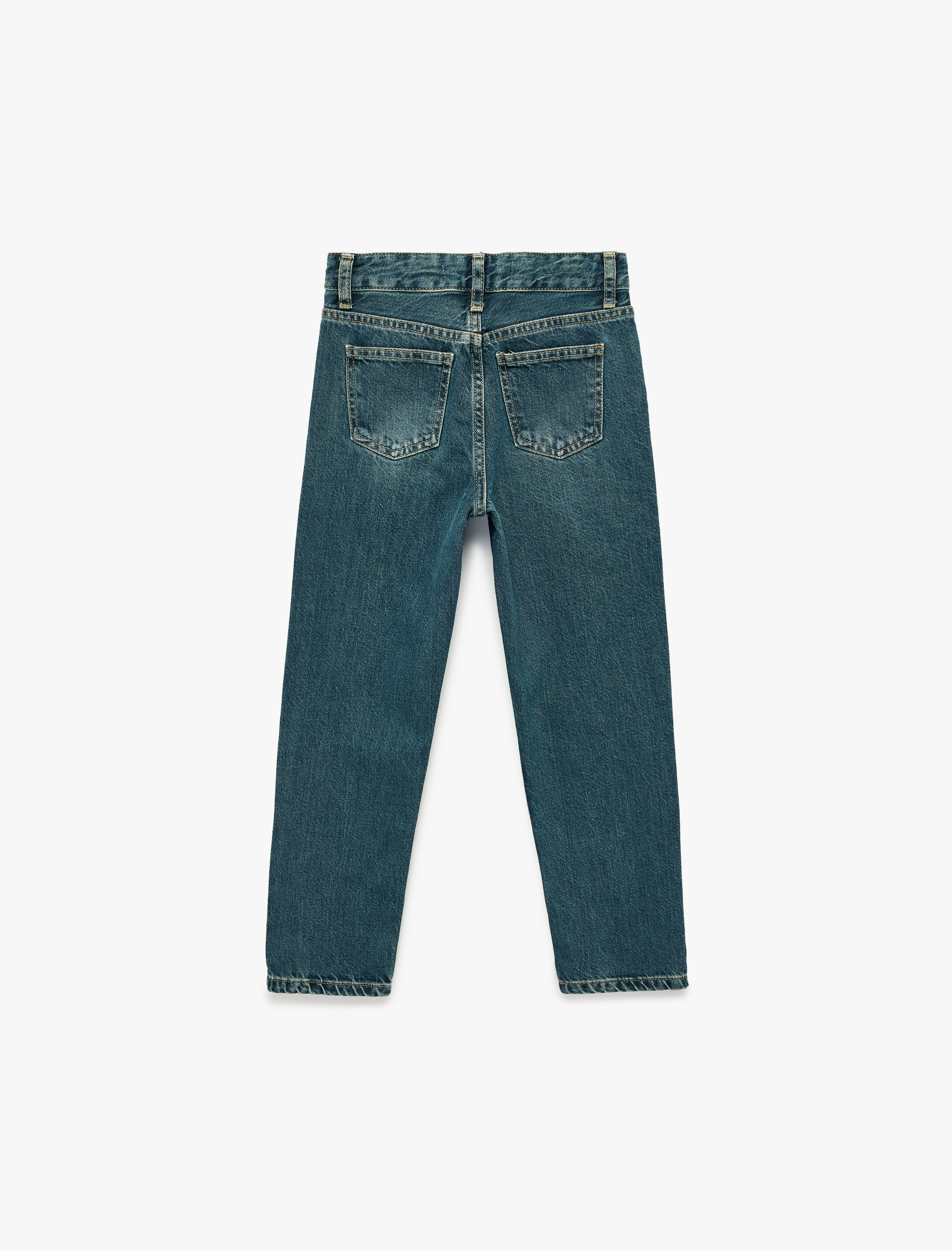  Erkek Çocuk Düğmeli Cepli Straight Fit Denim Pantolon - Straight Jeans