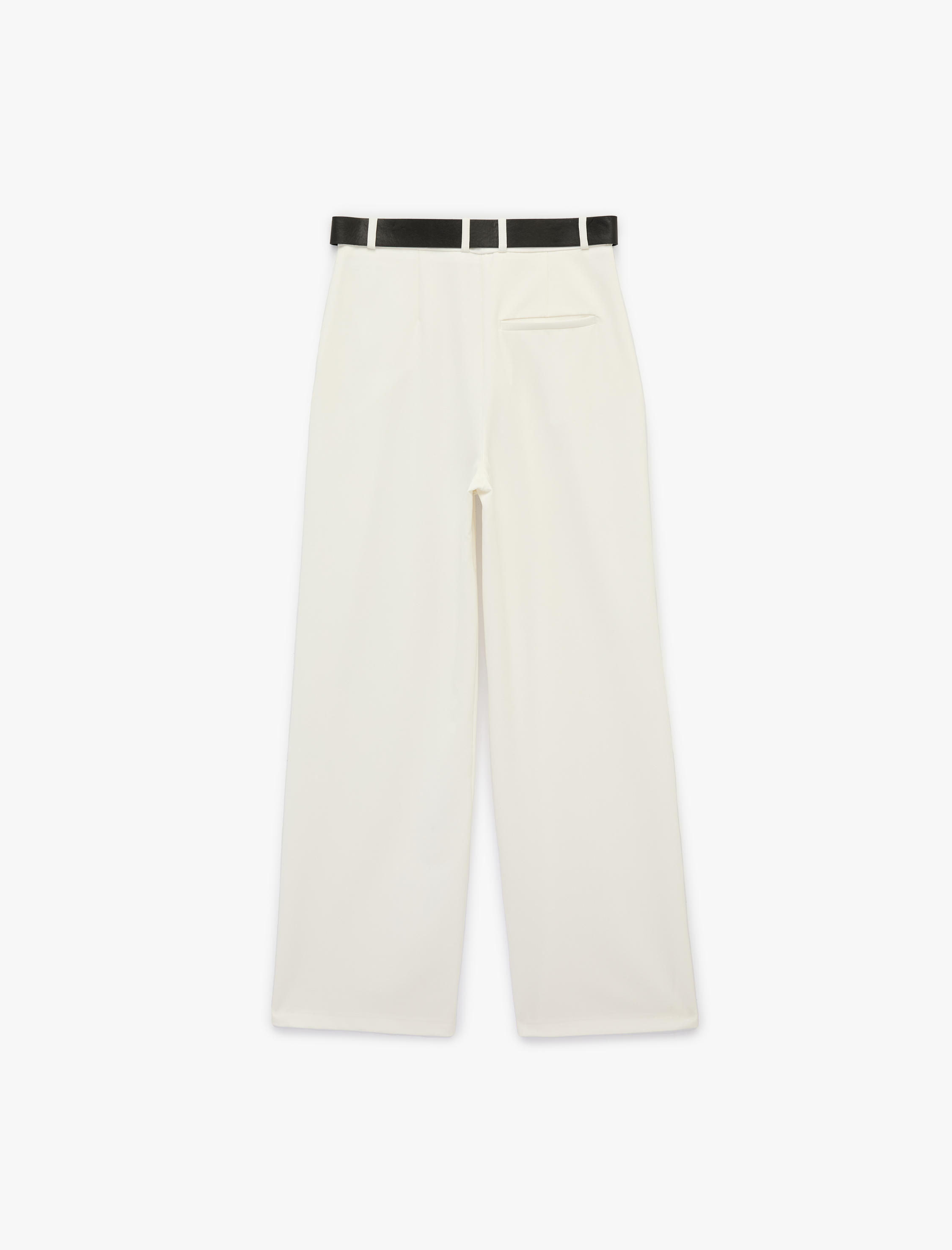   Viskon Karışımlı Kemer Detaylı Yüksek Bel Palazzo Pantolon