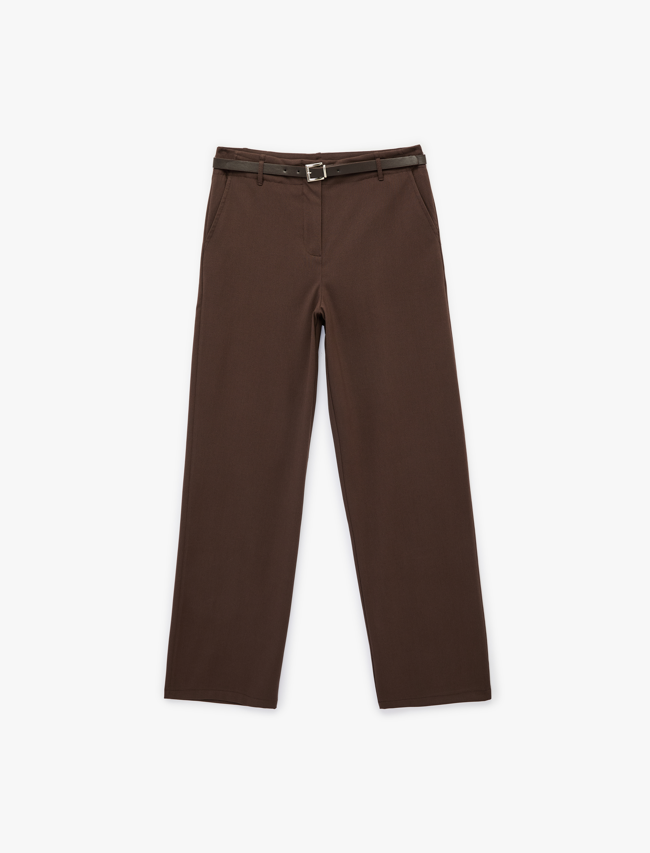   Cepli Kemerli Viskon Karışımlı Geniş Paça Pantolon