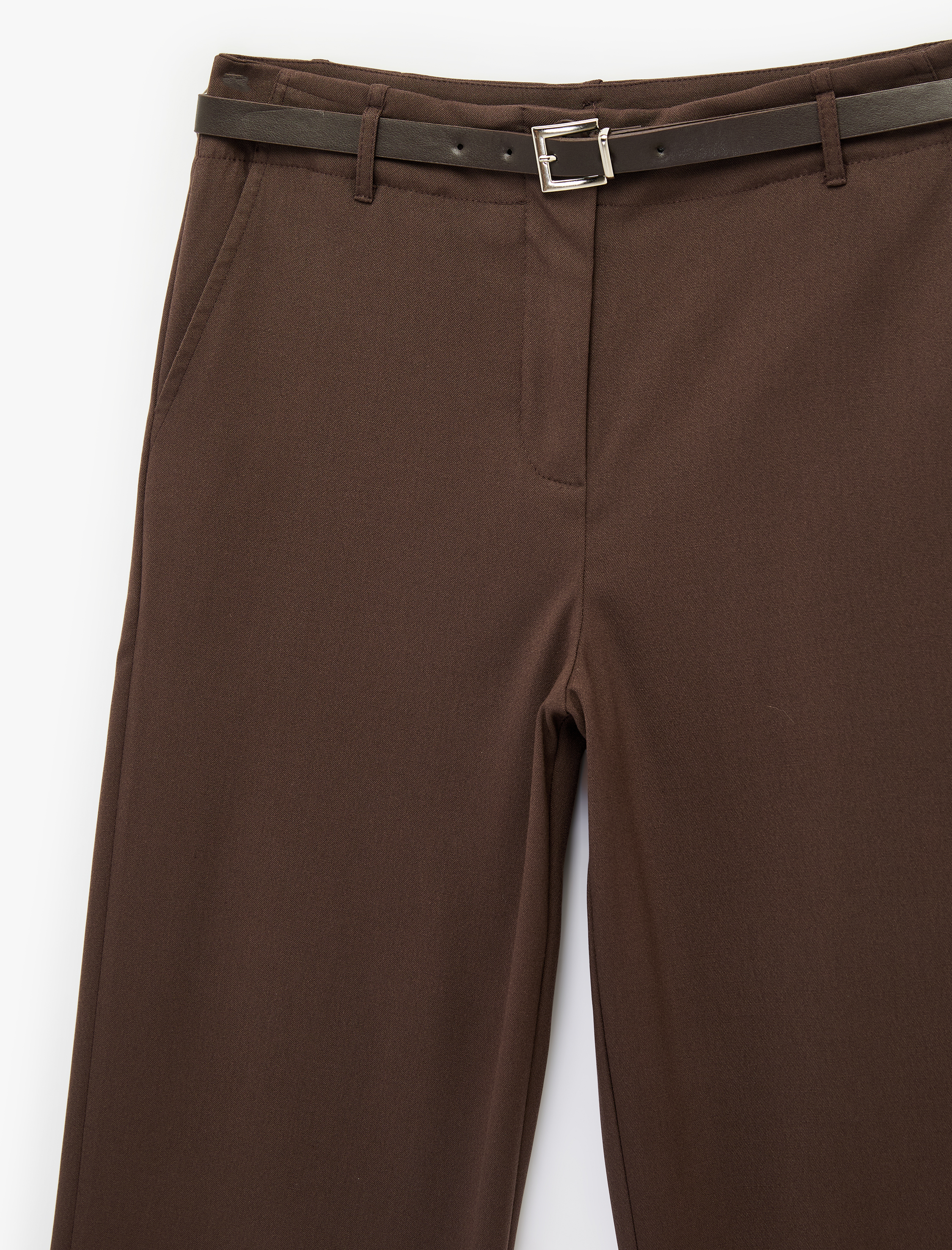   Cepli Kemerli Viskon Karışımlı Geniş Paça Pantolon