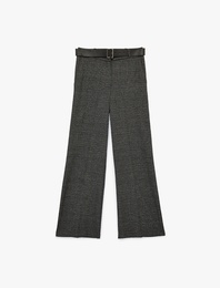 Cepli Bol Paça Kemerli Ekose Kumaş Pantolon