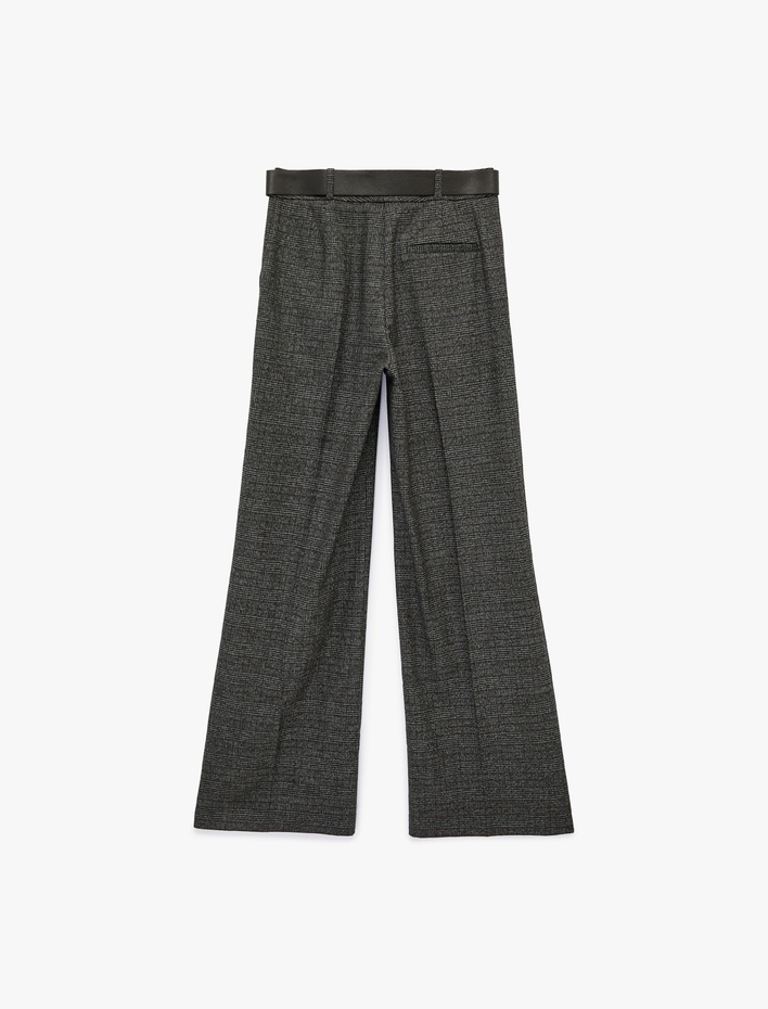 Cepli Bol Paça Kemerli Ekose Kumaş Pantolon — photo 2