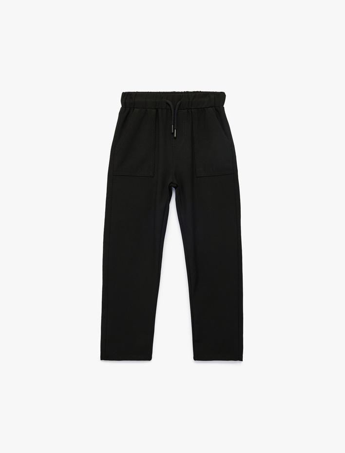 Erkek Çocuk Beli Lastikli Viskon Karışımlı Basic Jogger Pantolon