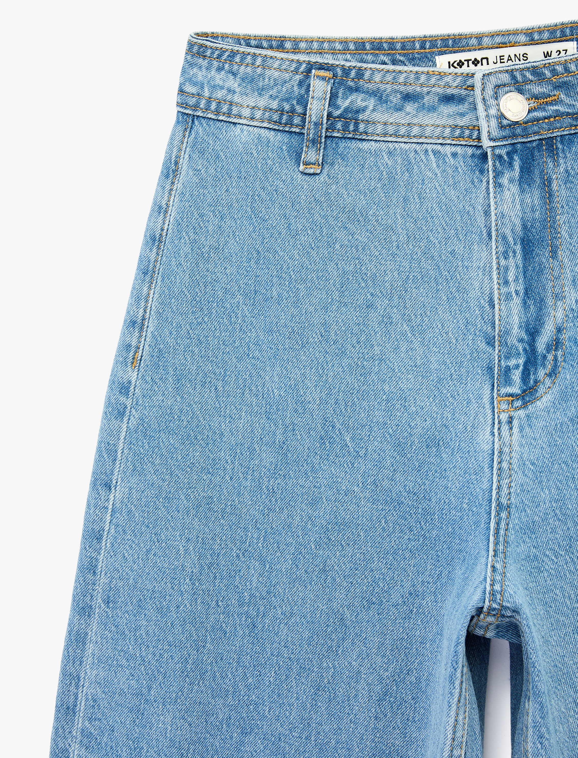   Düğmeli Yüksek Bel Rahat Kesim Denim Pantolon - Culotte Jeans