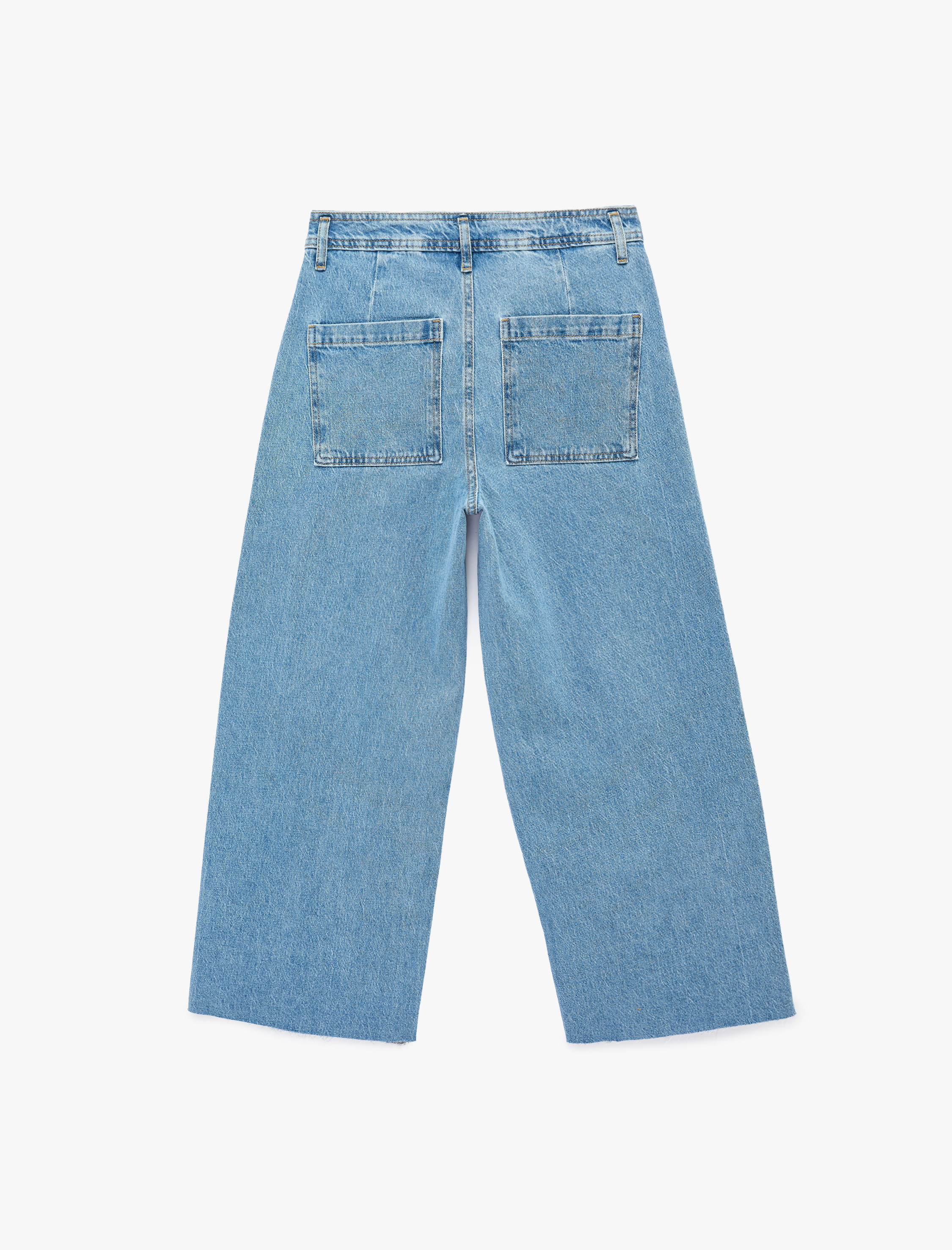   Düğmeli Yüksek Bel Rahat Kesim Denim Pantolon - Culotte Jeans