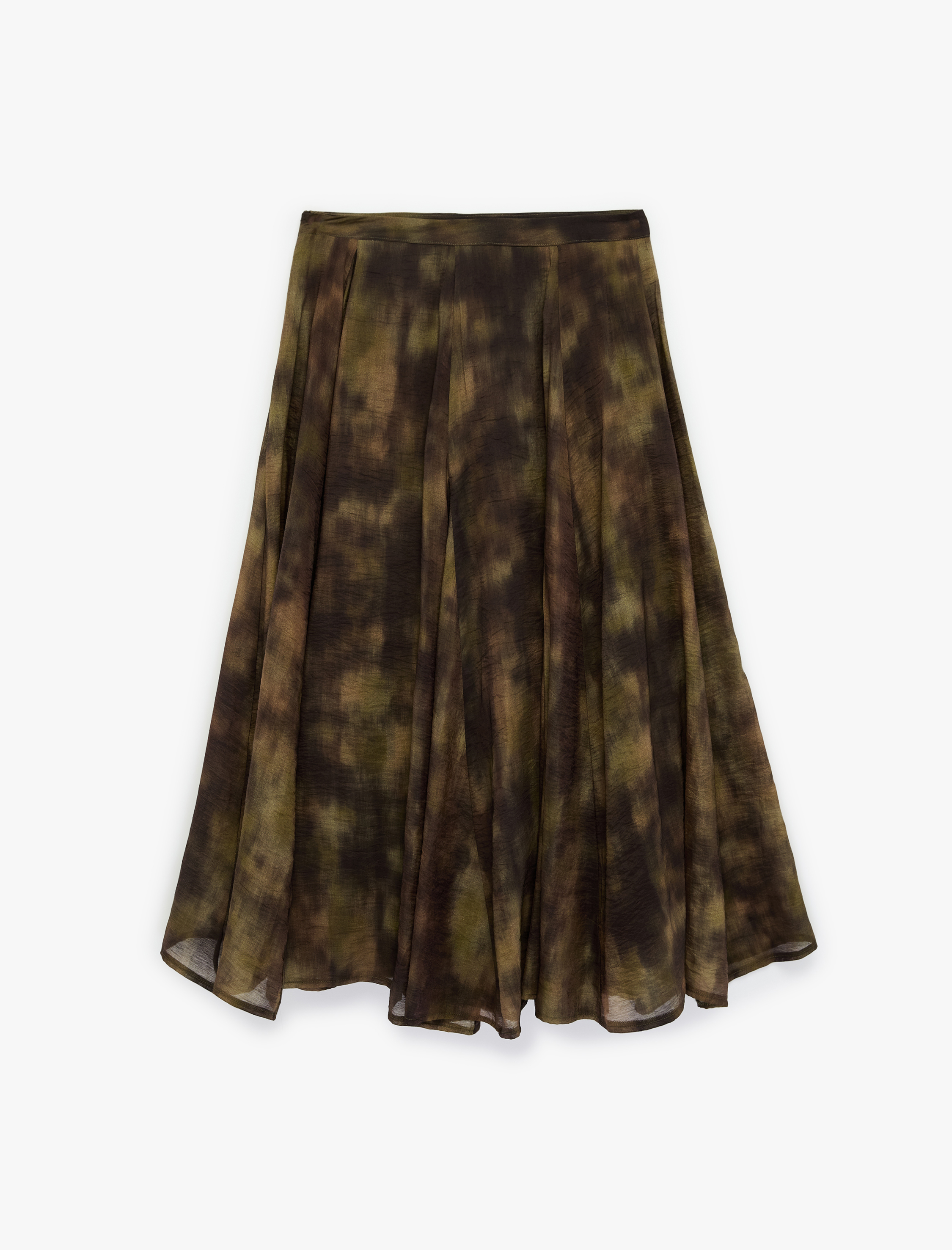   Rahat Kalıp Batik Desenli Midi Kloş Etek