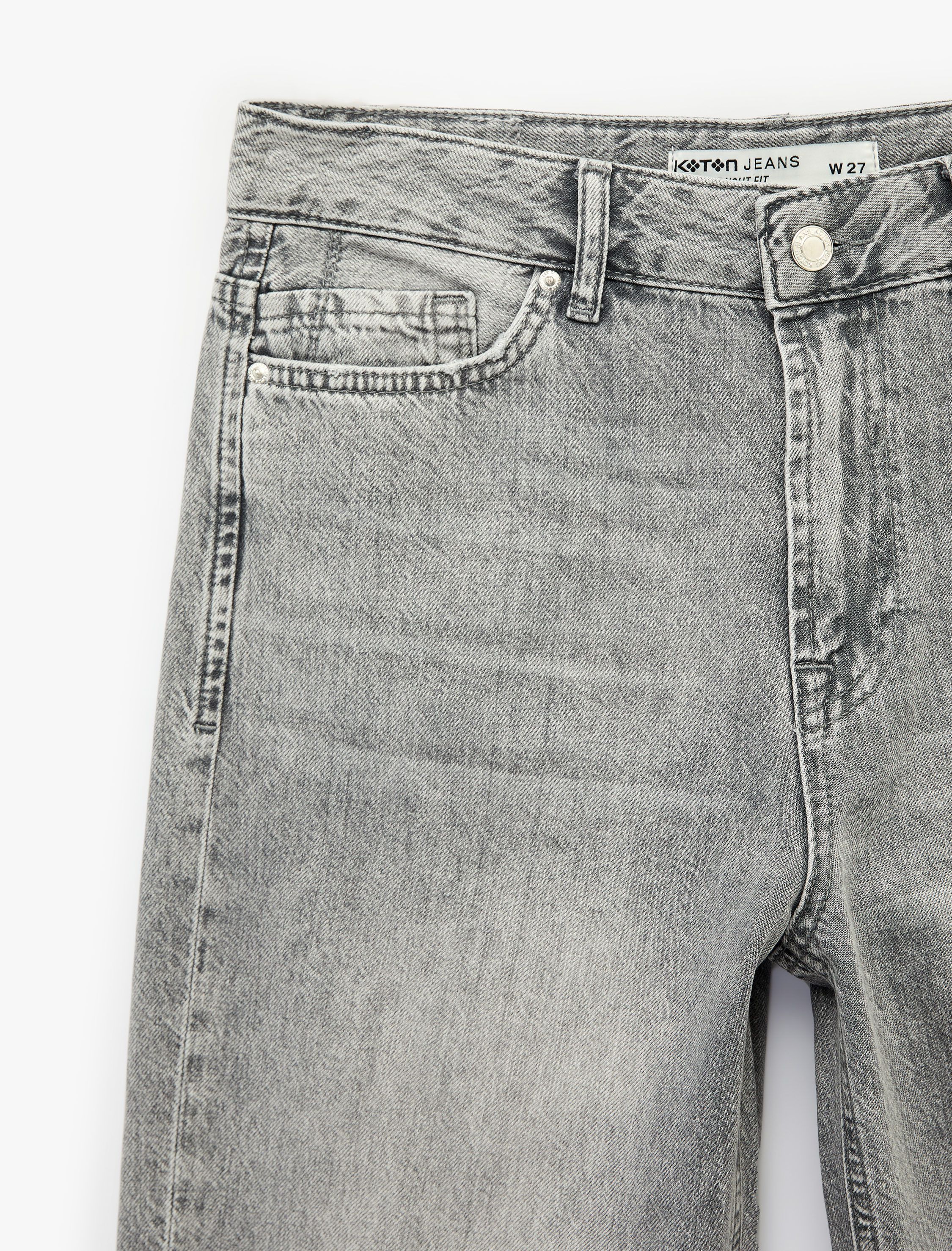   Pamuklu Normal Bel Düğmeli Düz Paça Denim Pantolon - Straight Fit Jean