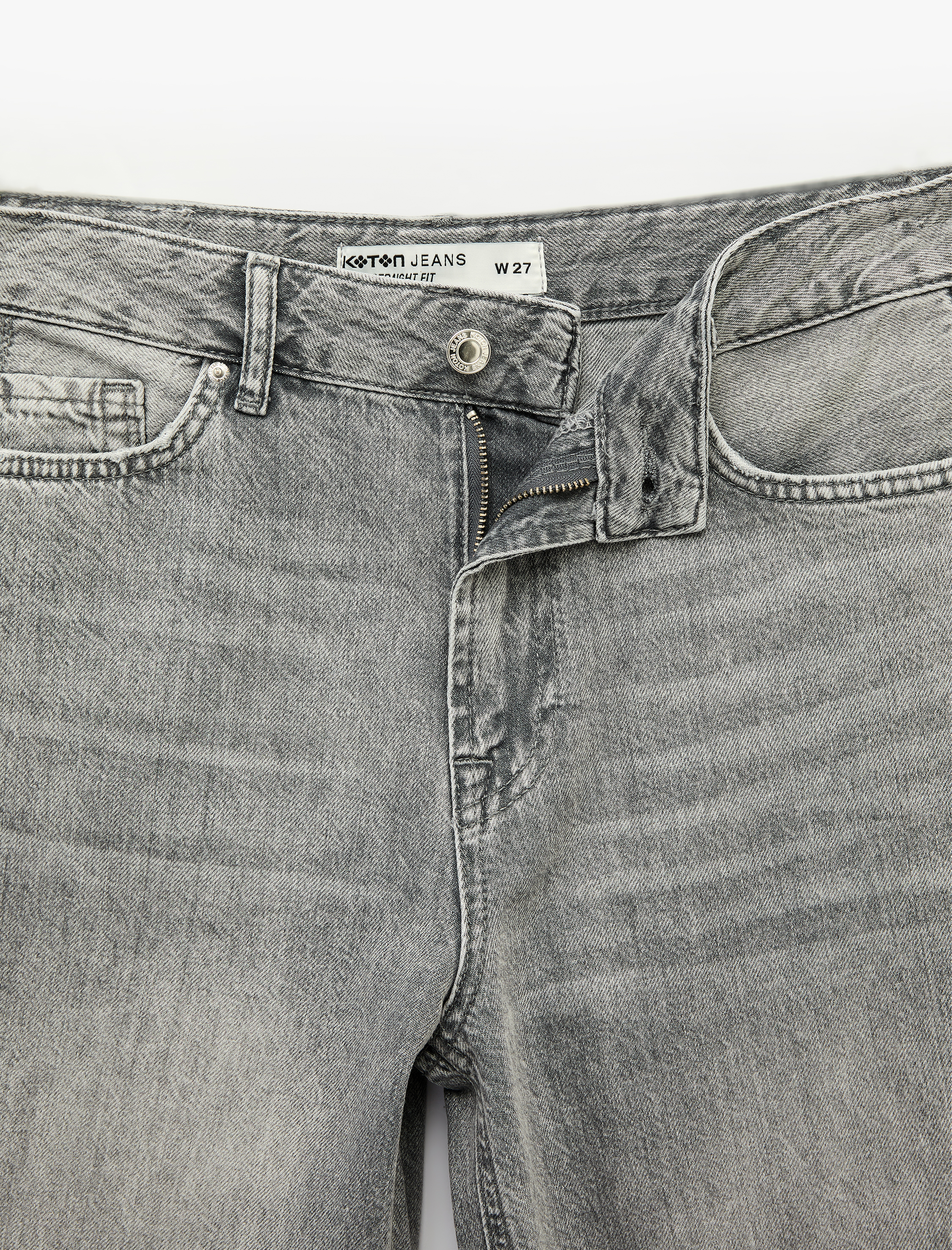   Pamuklu Normal Bel Düğmeli Düz Paça Denim Pantolon - Straight Fit Jean