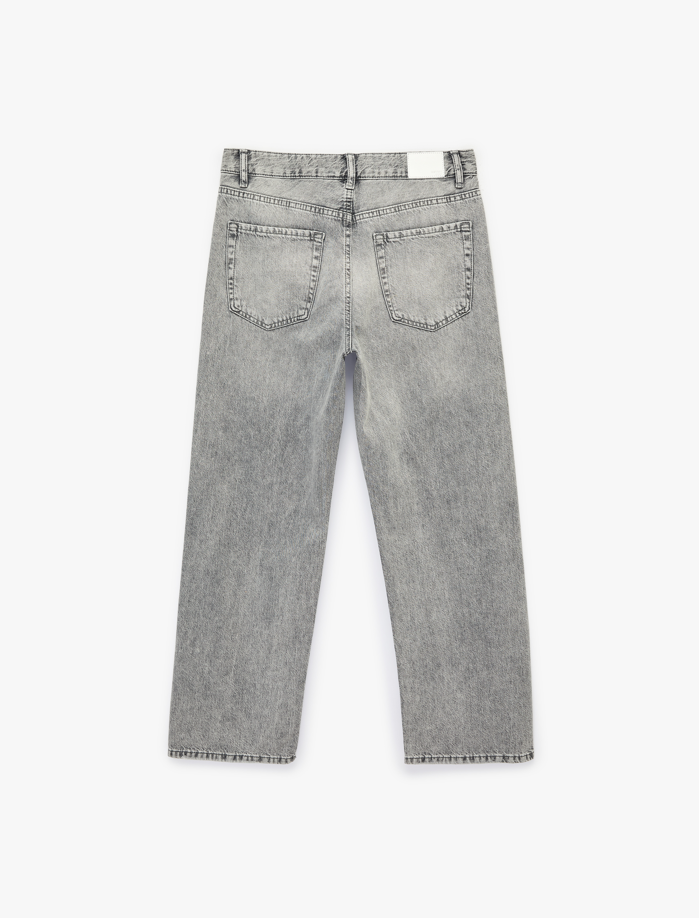   Pamuklu Normal Bel Düğmeli Düz Paça Denim Pantolon - Straight Fit Jean