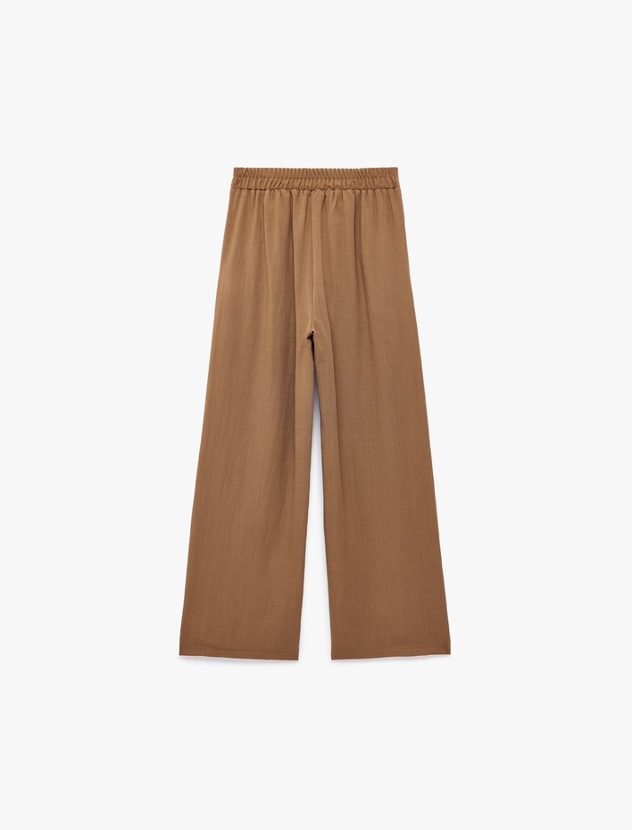 Kız Çocuk Cepli Viskon Karışımlı Beli Lastikli Uzun Pantolon