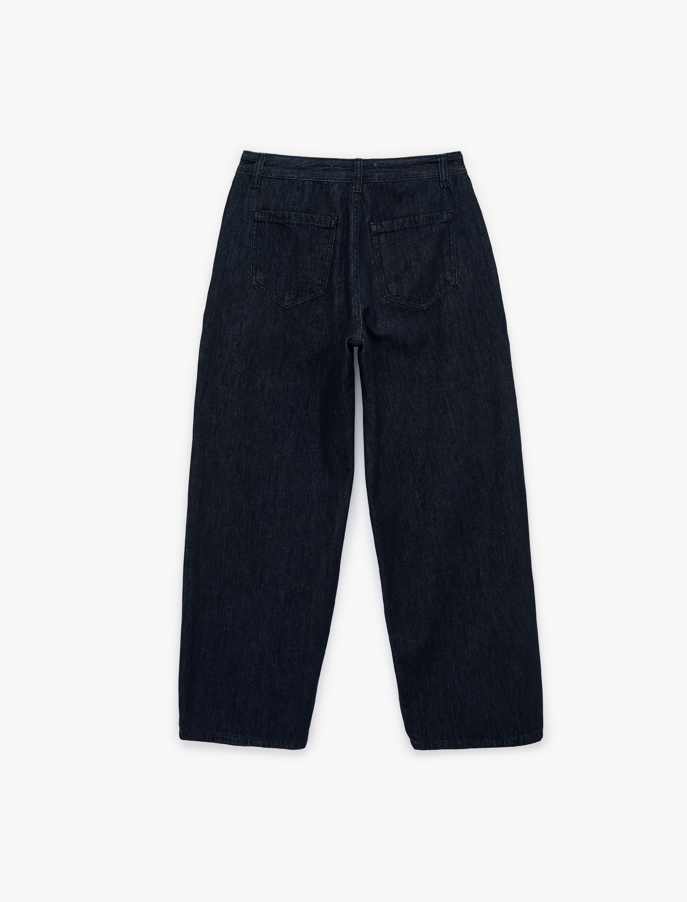   Rahat Kalıp Pamuklu Pileli Geniş Paça Denim Pantolon -  Wide Leg Jeans