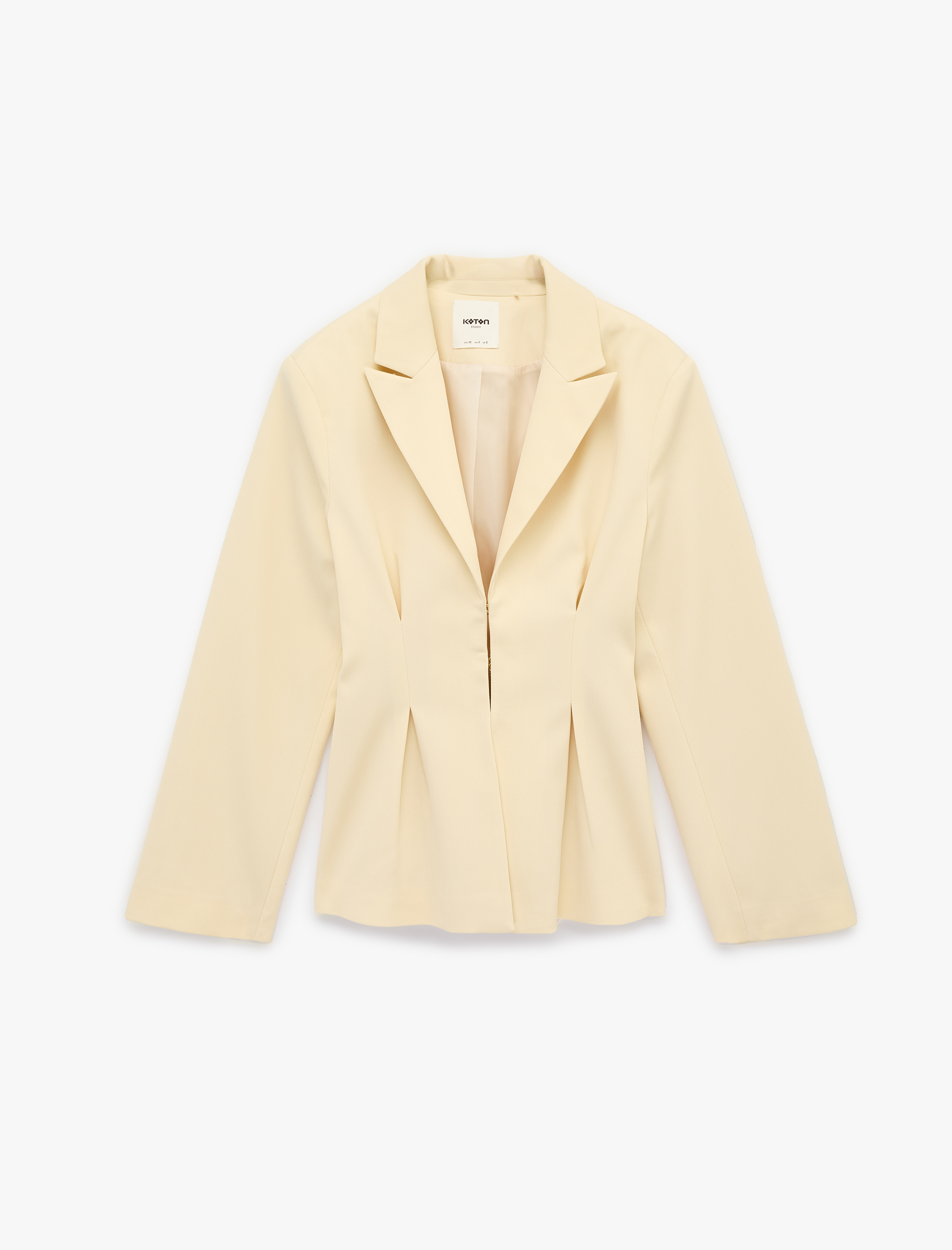   Dikiş Detaylı V Yaka Uzun Kollu Peplum Blazer Ceket