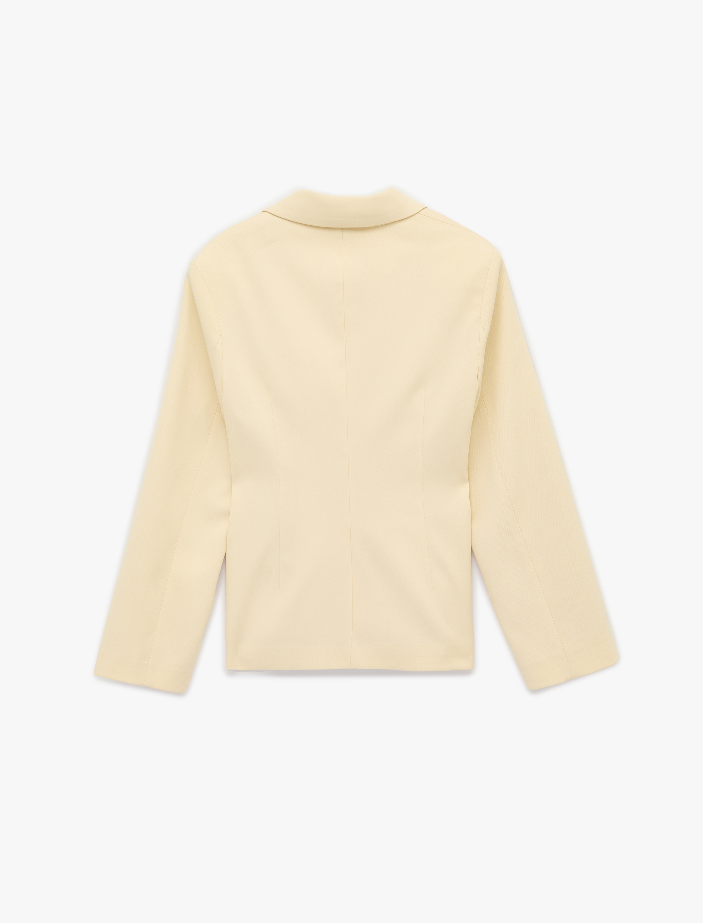   Dikiş Detaylı V Yaka Uzun Kollu Peplum Blazer Ceket