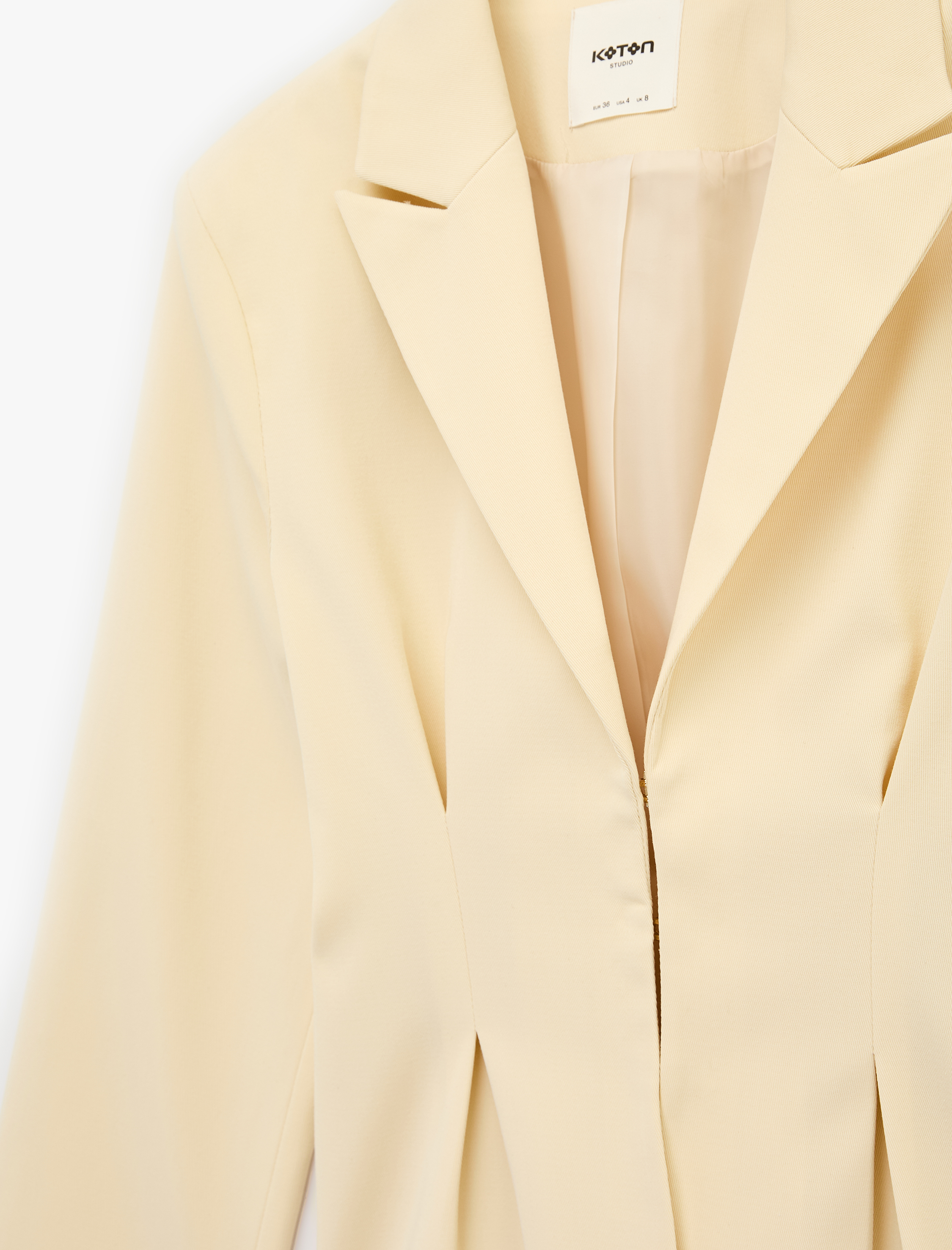   Dikiş Detaylı V Yaka Uzun Kollu Peplum Blazer Ceket