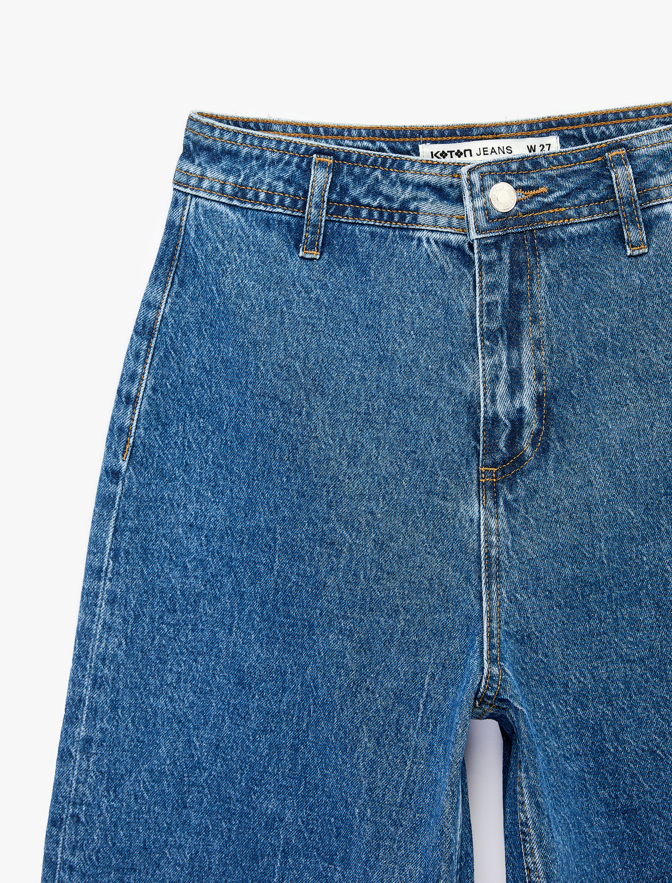   Düğmeli Yüksek Bel Rahat Kesim Denim Pantolon - Culotte Jeans