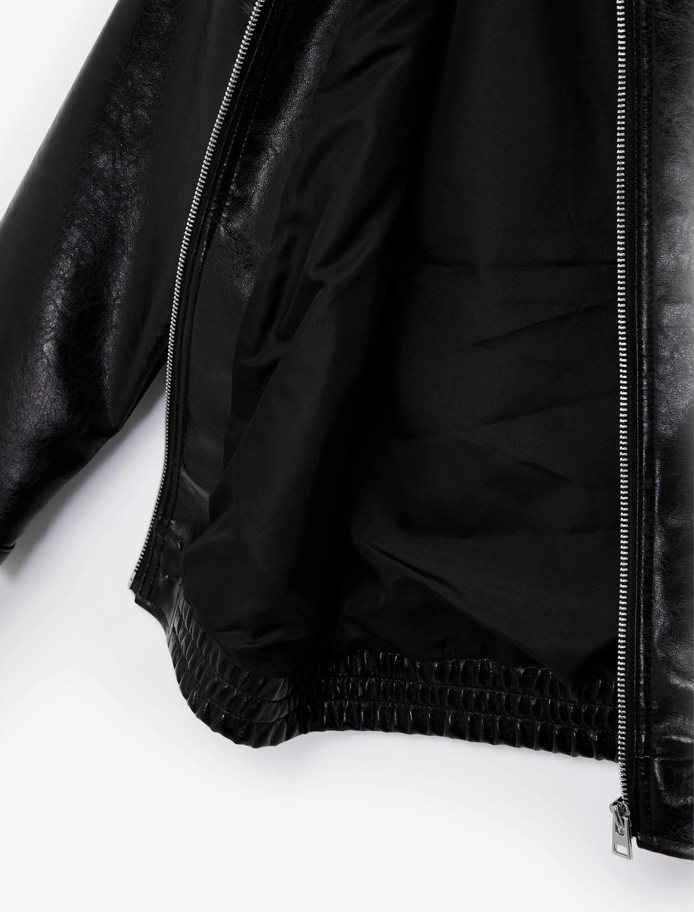  Kız Çocuk Fermuarlı Zımba Detaylı Uzun Kollu Suni Deri Ceket