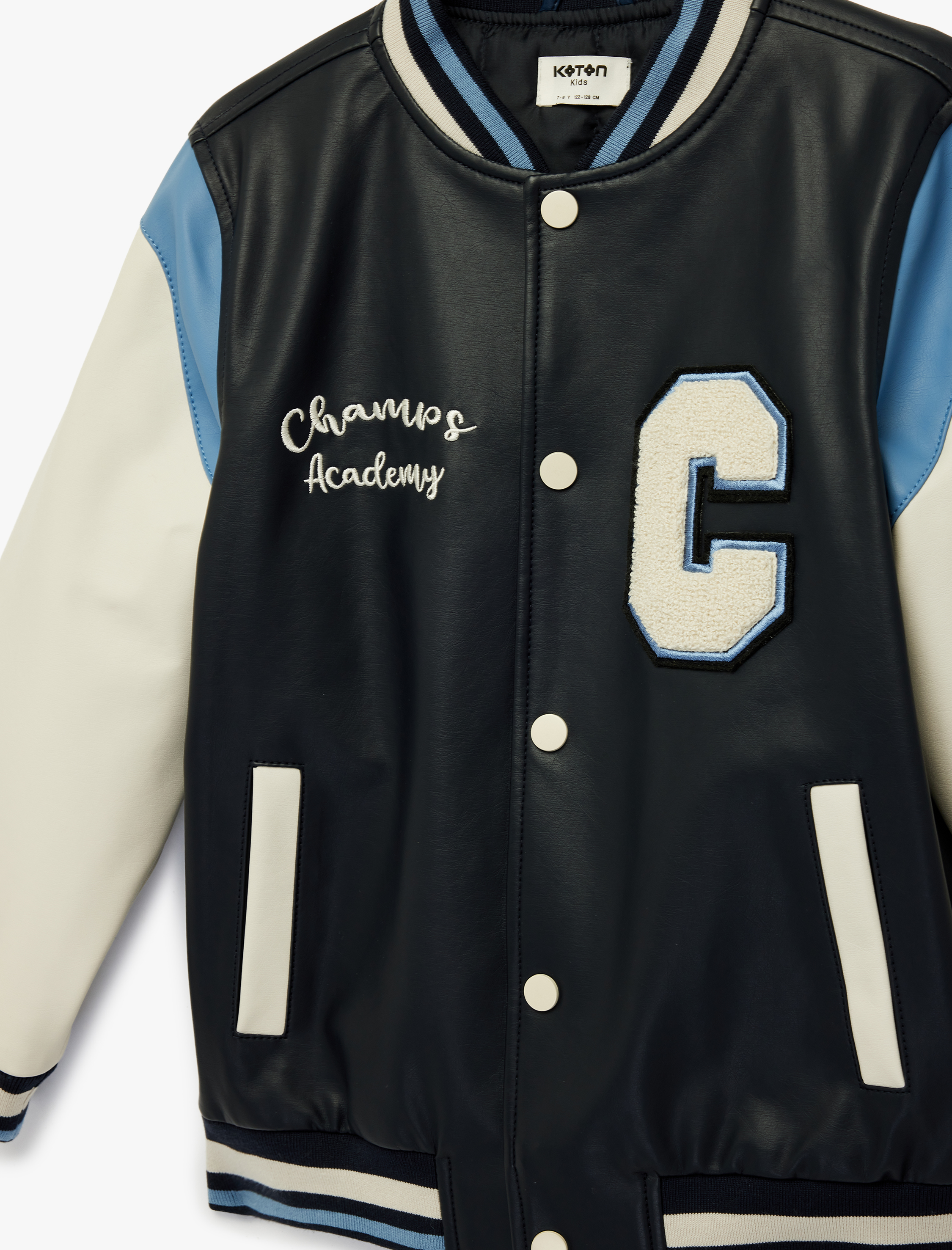  Erkek Çocuk Uzun Kollu Bisiklet Yaka Suni Deri Bomber Kolej Ceket