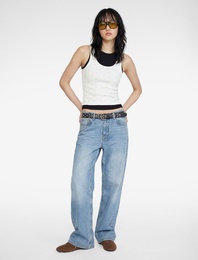 Slim Fit Taş Detaylı Kolsuz U Yaka Bluz