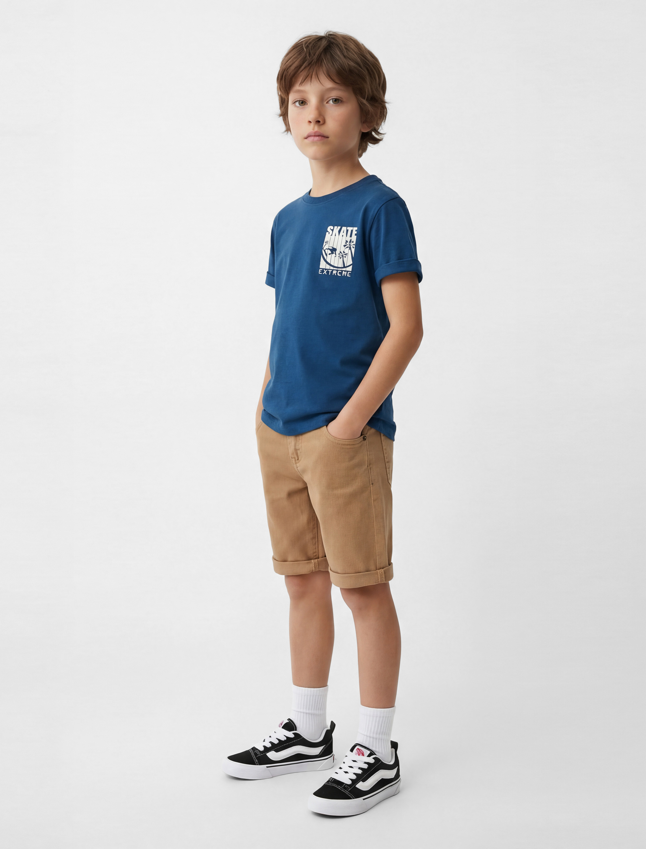  Erkek Çocuk Baskılı Kısa Kollu Bisiklet Yaka Pamuklu Tişört