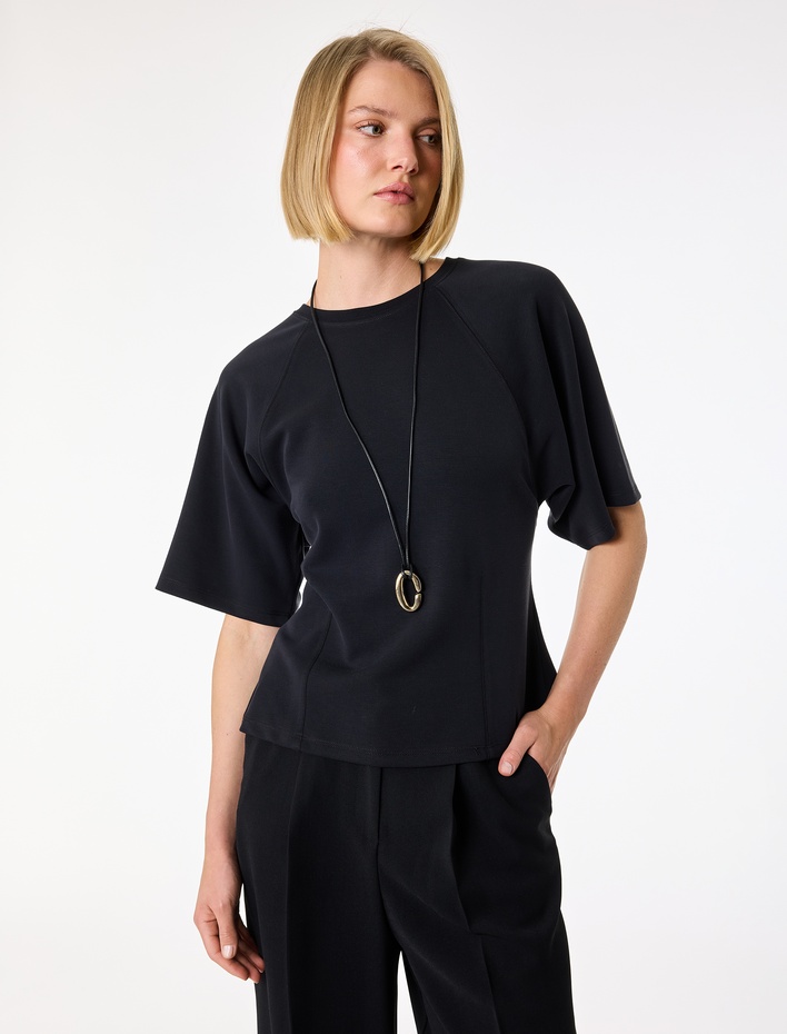  Kısa Yarasa Kollu Bisiklet Yaka Tişört