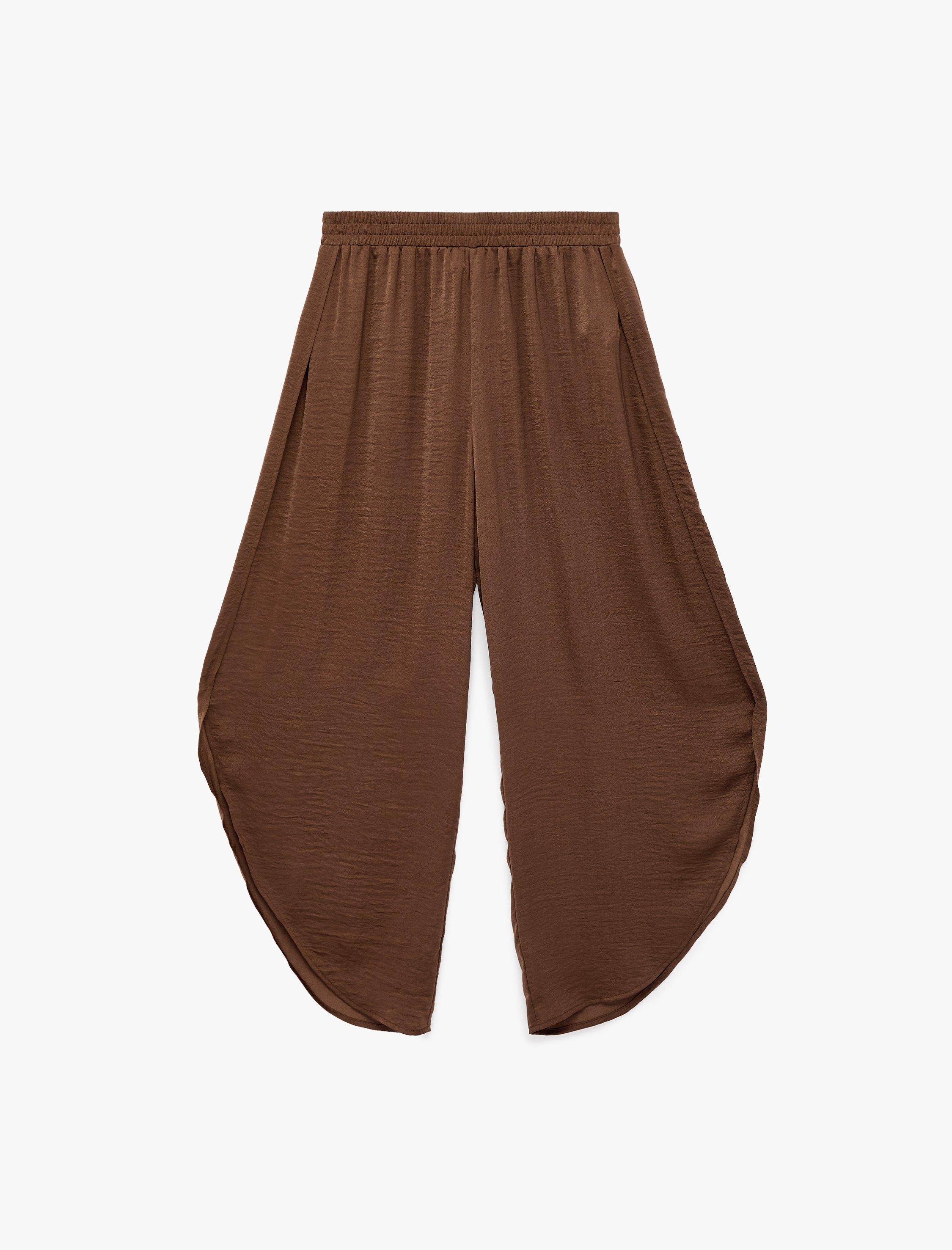   Aerobin Kumaş Beli Lastikli Asimetrik Kesim Saten Balon Pantolon