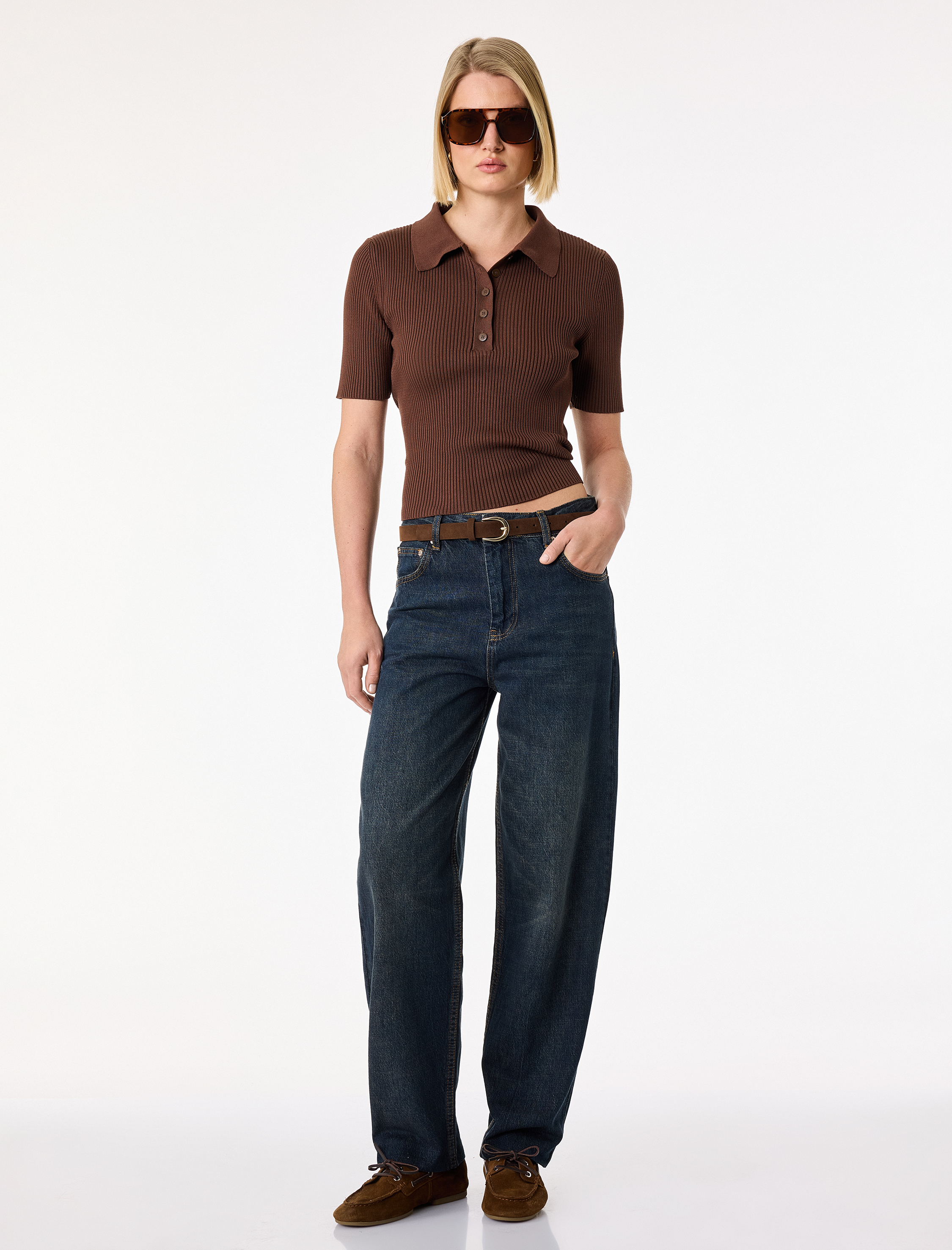   Pamuklu Düğmeli Cepli Normal Bel Düz Paça Denim Pantolon - Tapered Fit Jean