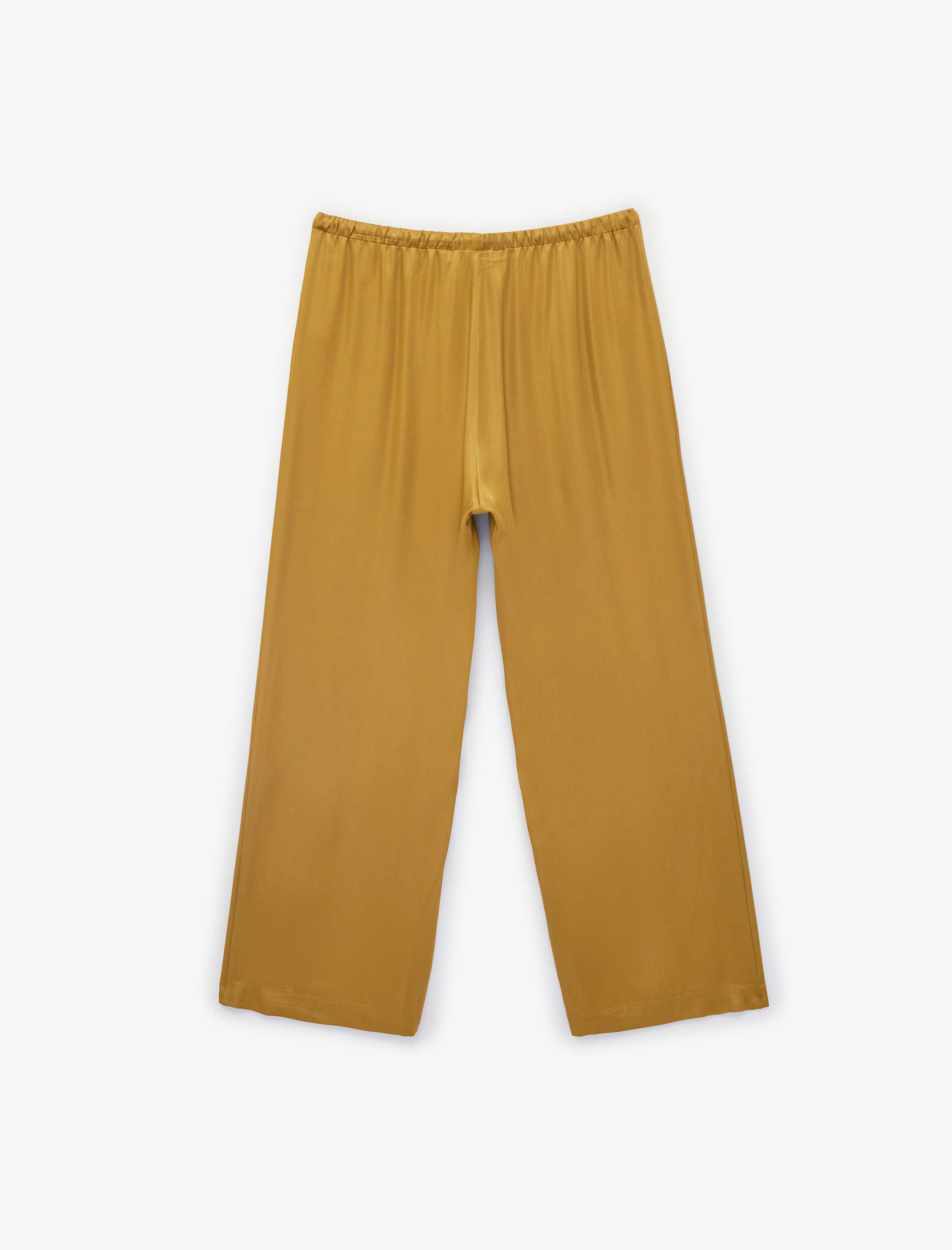 Beli Bağlamalı Geniş Paça Saten Pantolon - Görsel 4