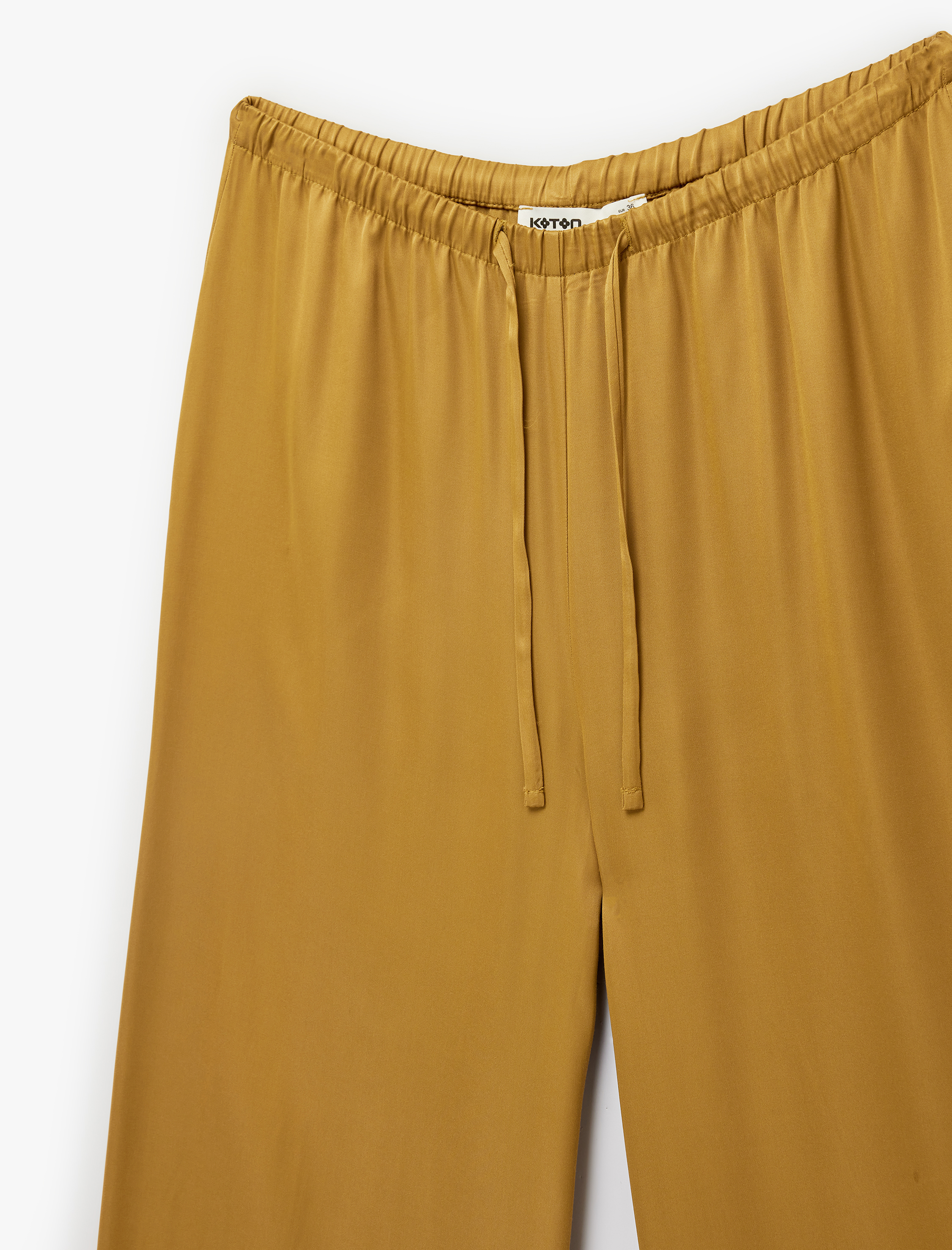 Beli Bağlamalı Geniş Paça Saten Pantolon - Görsel 5