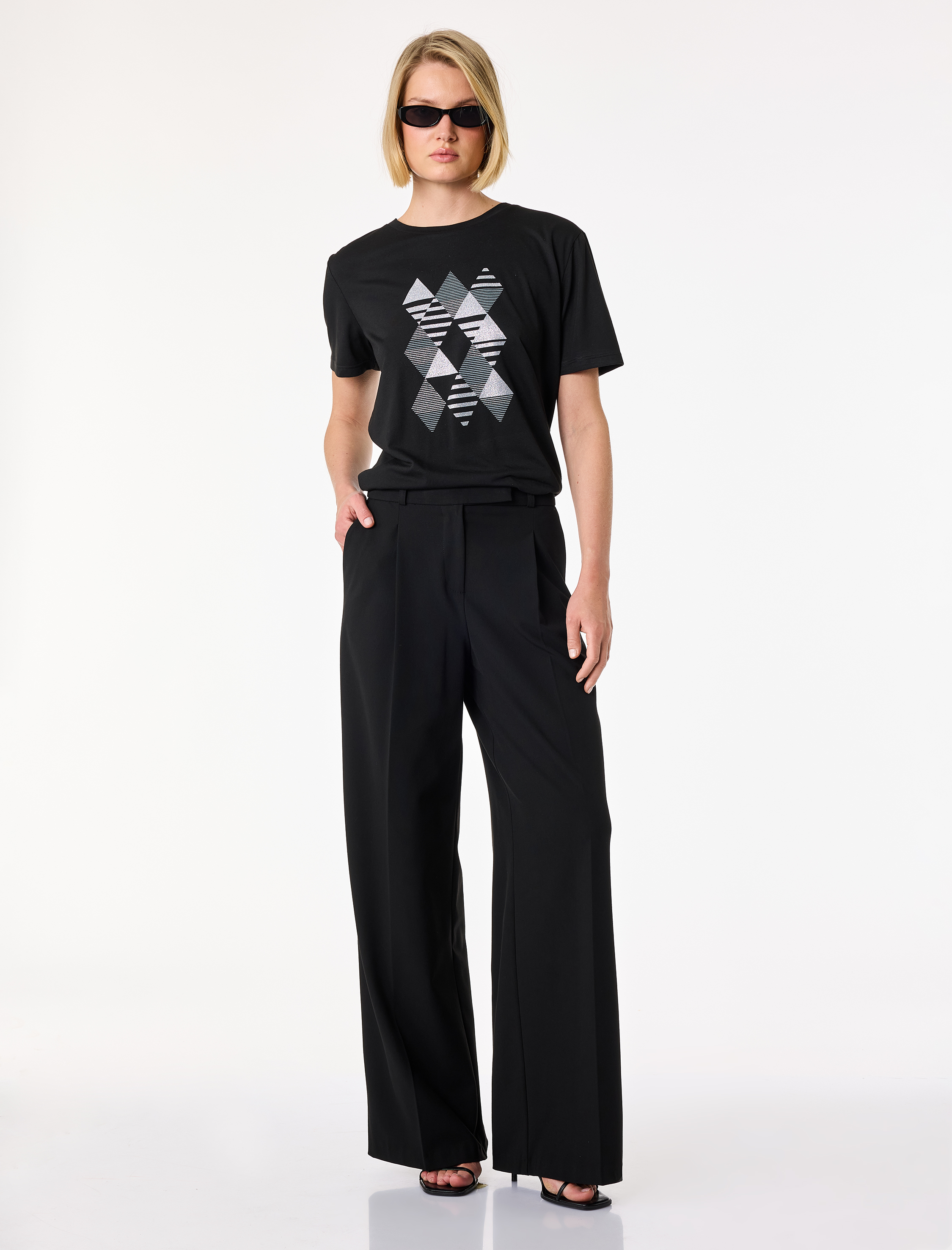   Regular Fit Kısa Kollu Bisiklet Yaka Baskılı Tişört