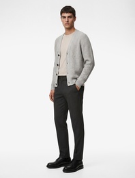 Regular Fit Düğmeli Cepli Viskon Karışımlı Kumaş Pantolon